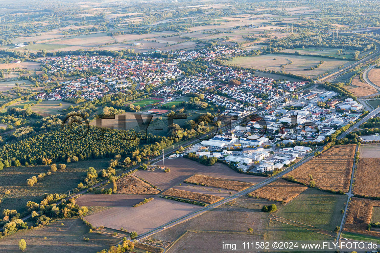 District Ubstadt in Ubstadt-Weiher in the state Baden-Wuerttemberg, Germany from above