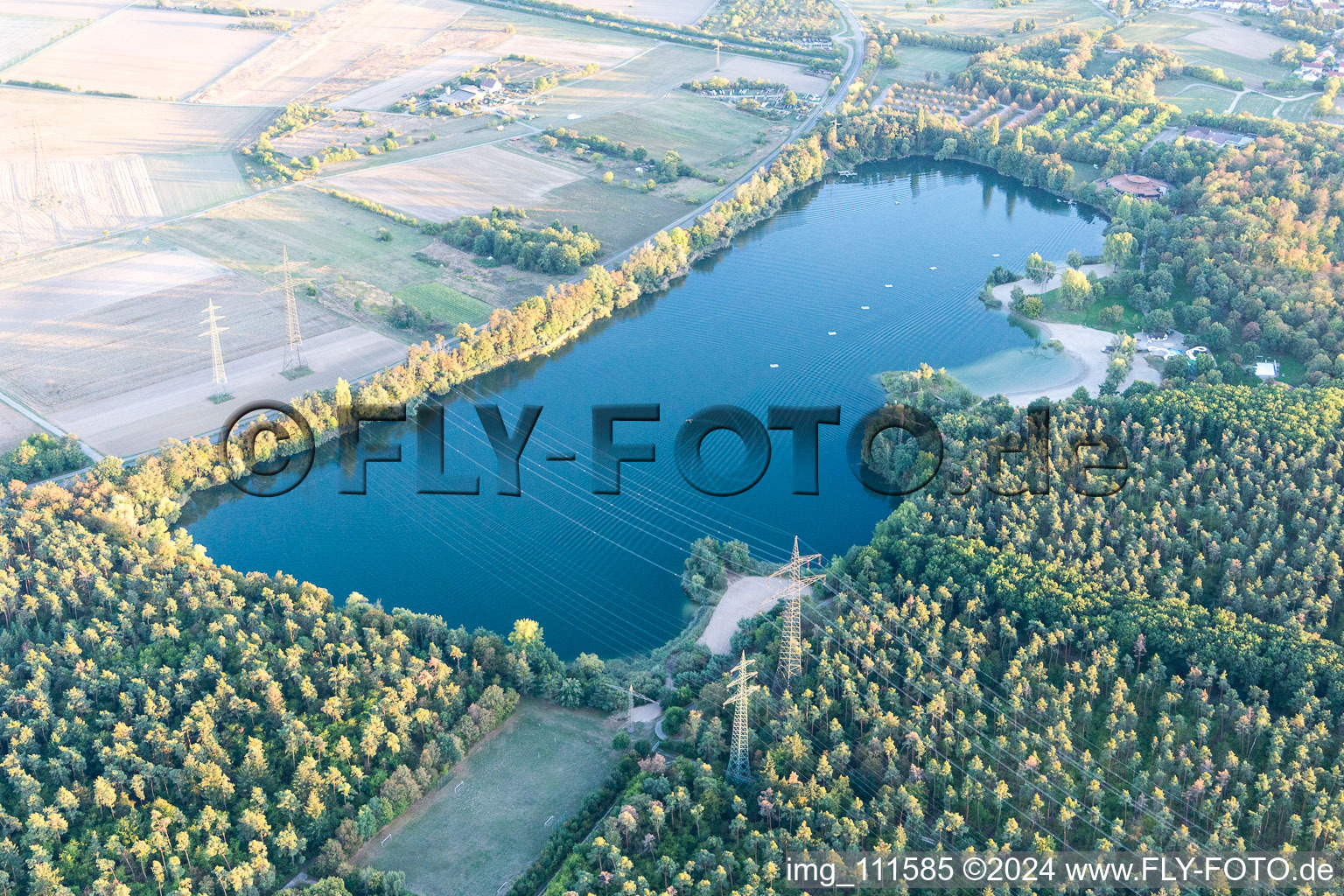 Aerial view of Heidesee in Forst in the state Baden-Wuerttemberg, Germany