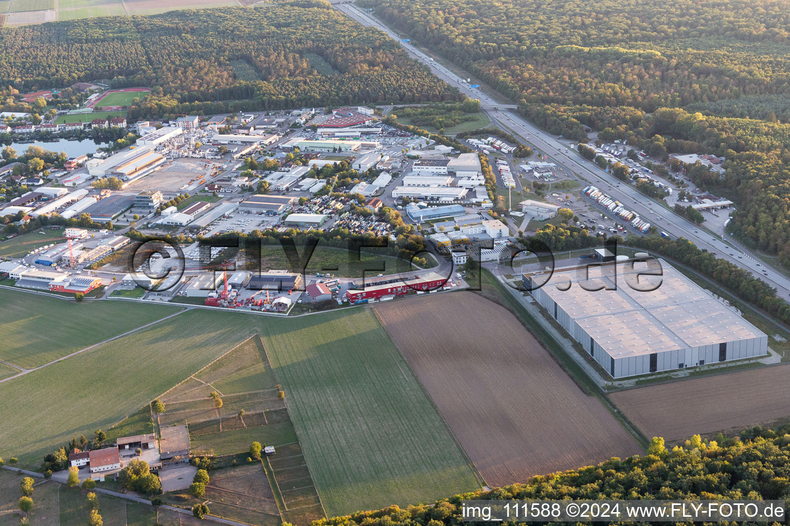 Aerial view of Industrial area in Forst in the state Baden-Wuerttemberg, Germany