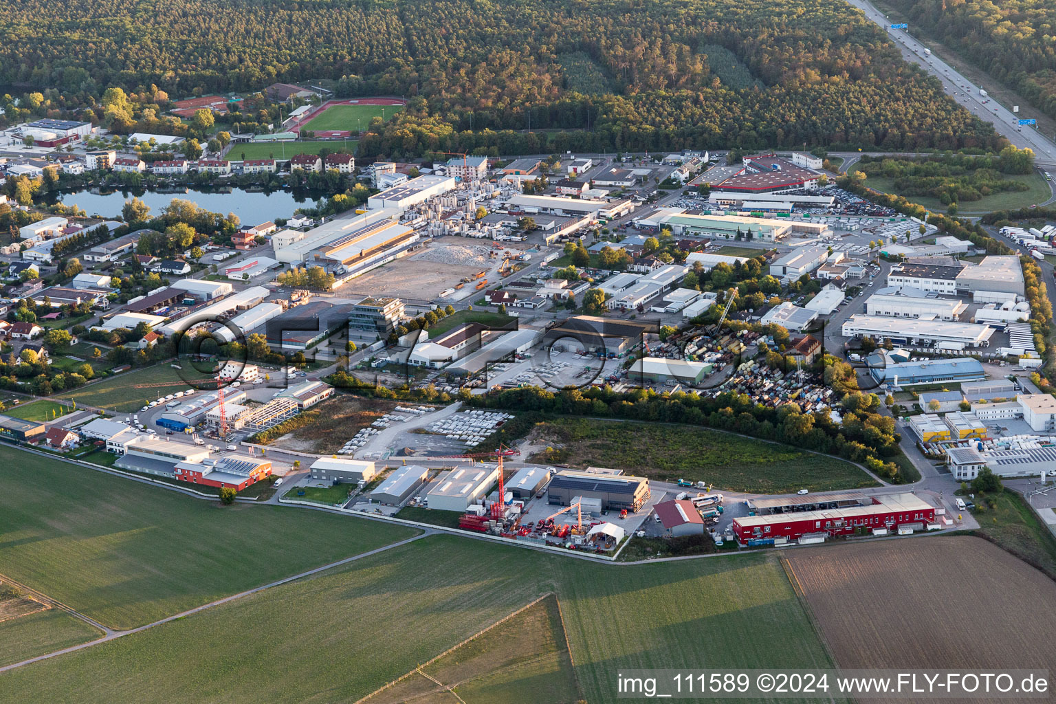 Aerial photograpy of Industrial area in Forst in the state Baden-Wuerttemberg, Germany