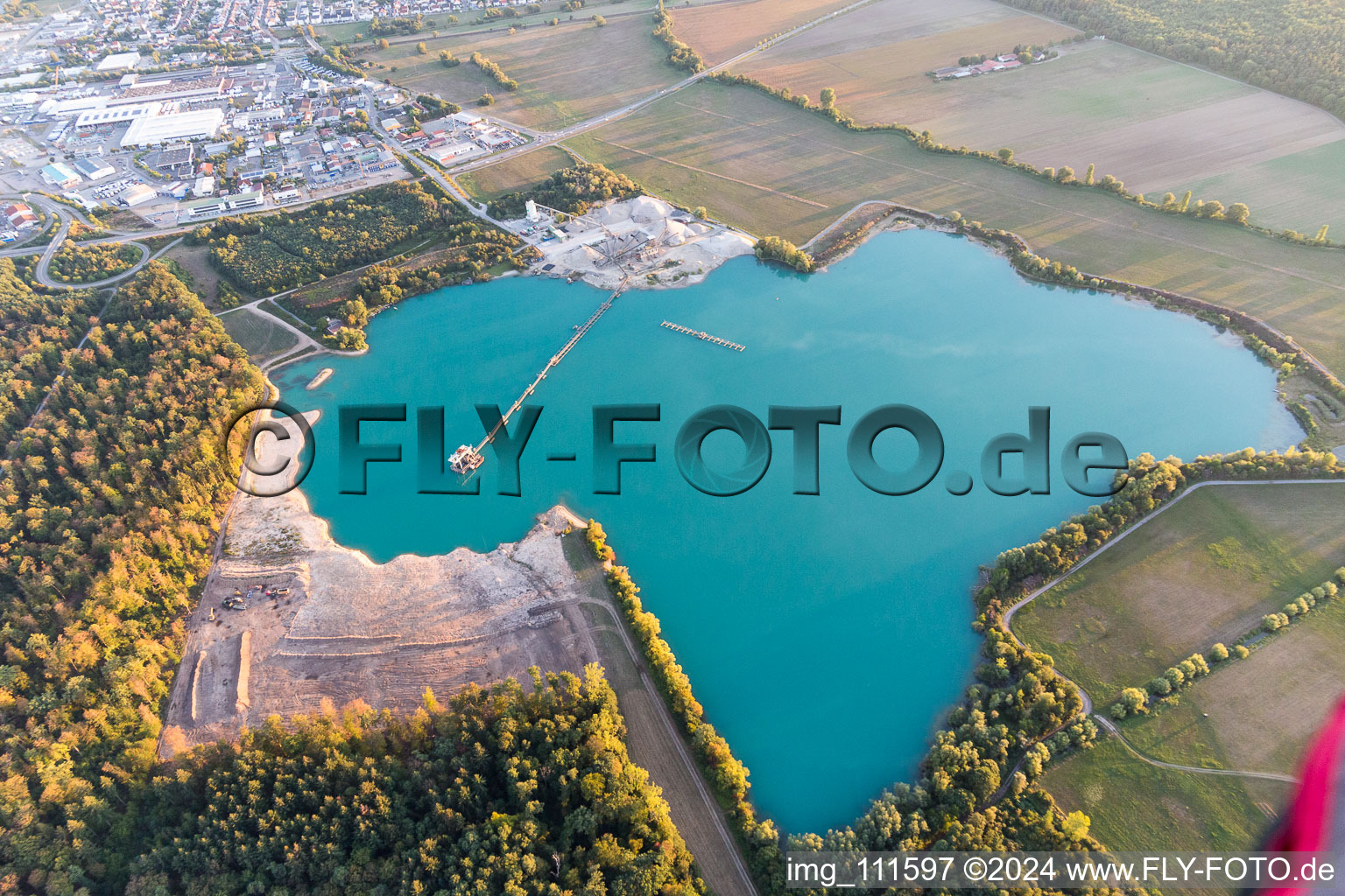 Lake for gravel mining in Karlsdorf-Neuthard in the state Baden-Wurttemberg, Germany
