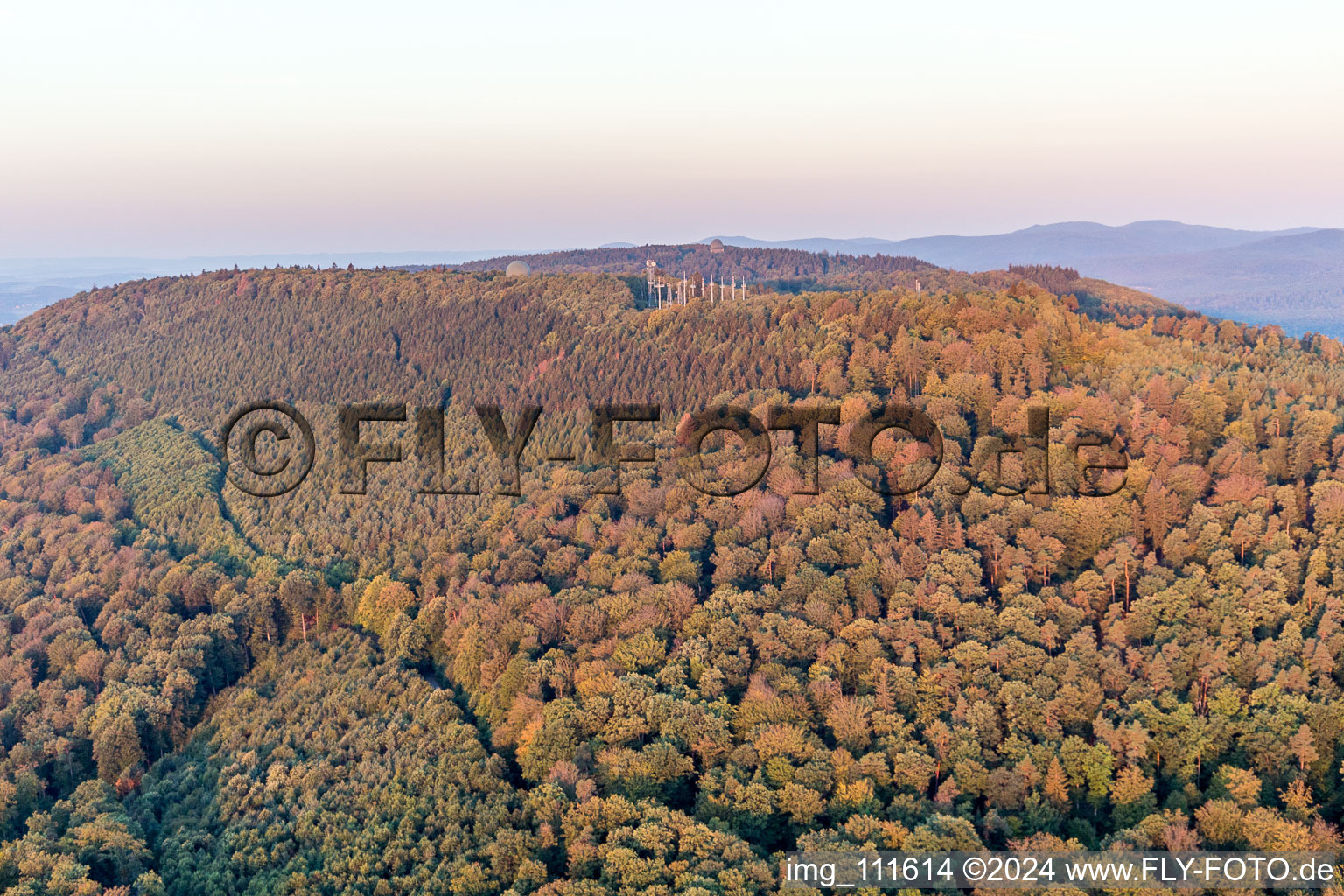 Aerial photograpy of Radar station in Lampertsloch in the state Bas-Rhin, France