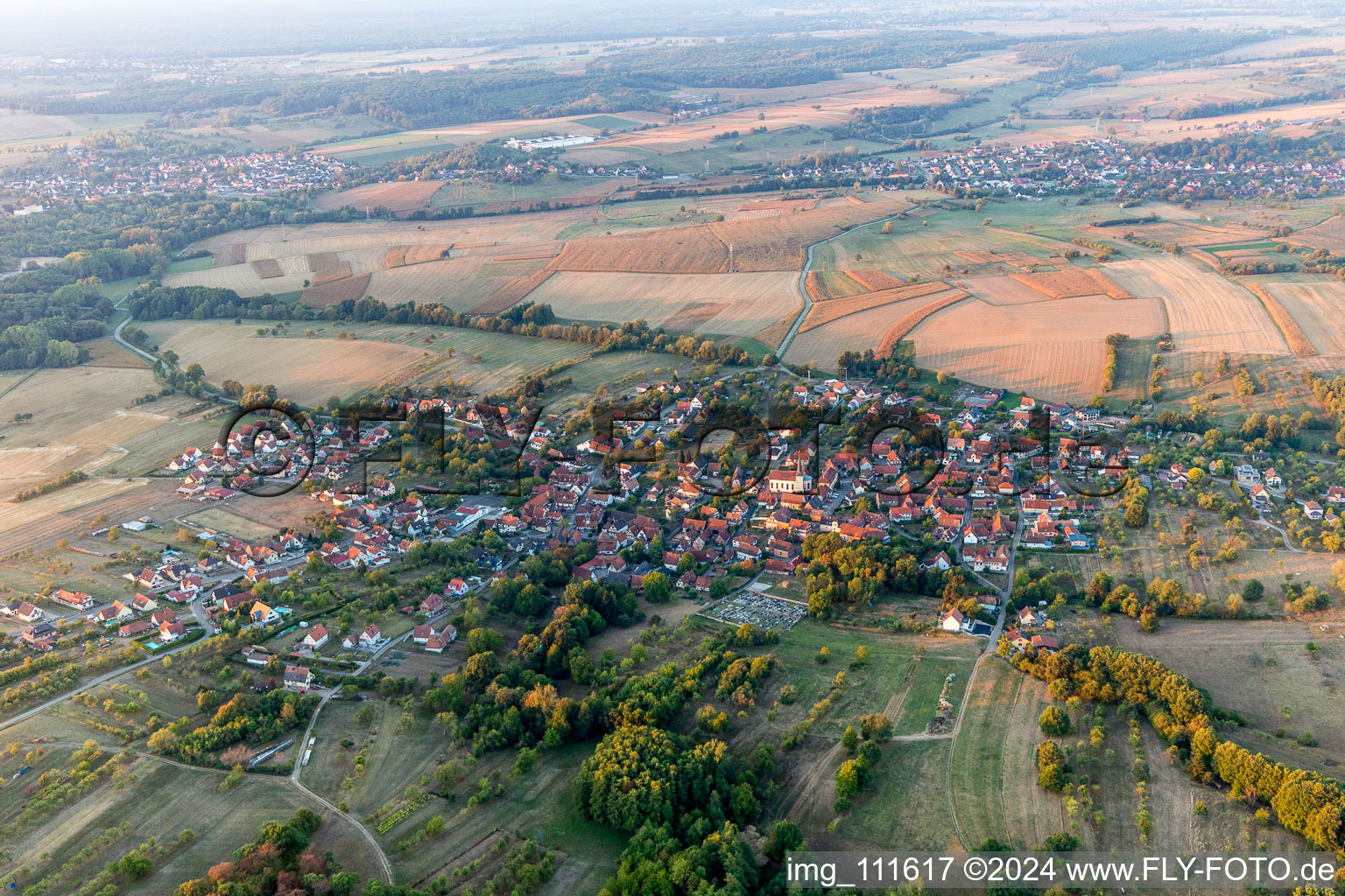 Lampertsloch in the state Bas-Rhin, France from above