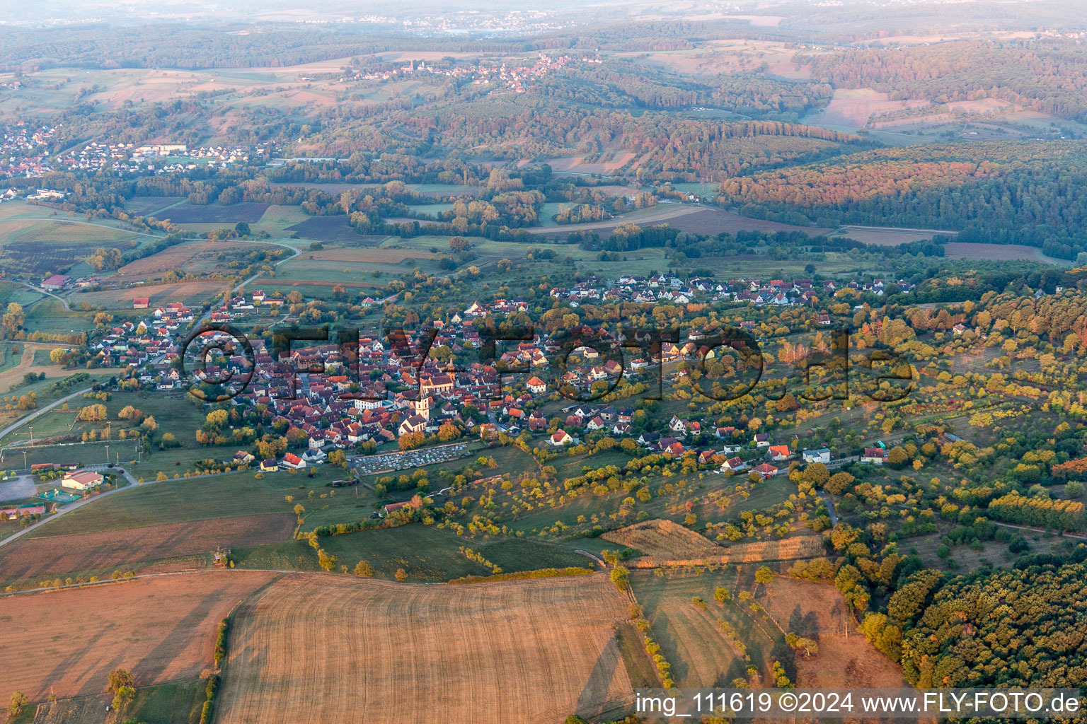 Gœrsdorf in the state Bas-Rhin, France out of the air