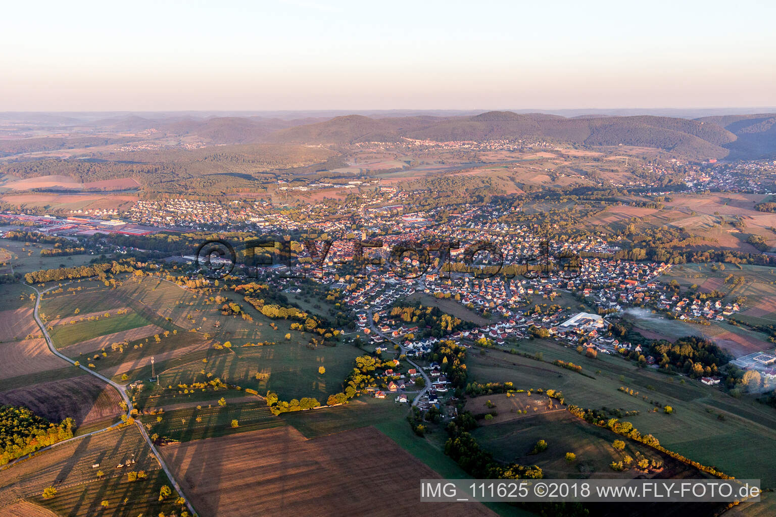 Bird's eye view of Reichshoffen in the state Bas-Rhin, France