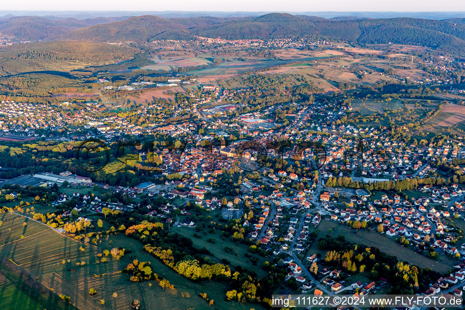 Town View of the streets and houses of the residential areas in Reichshoffen in Grand Est, France