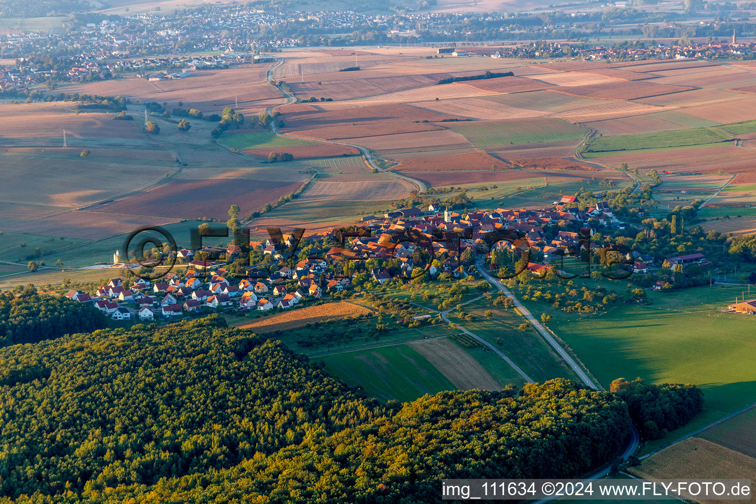 Engwiller in the state Bas-Rhin, France from above