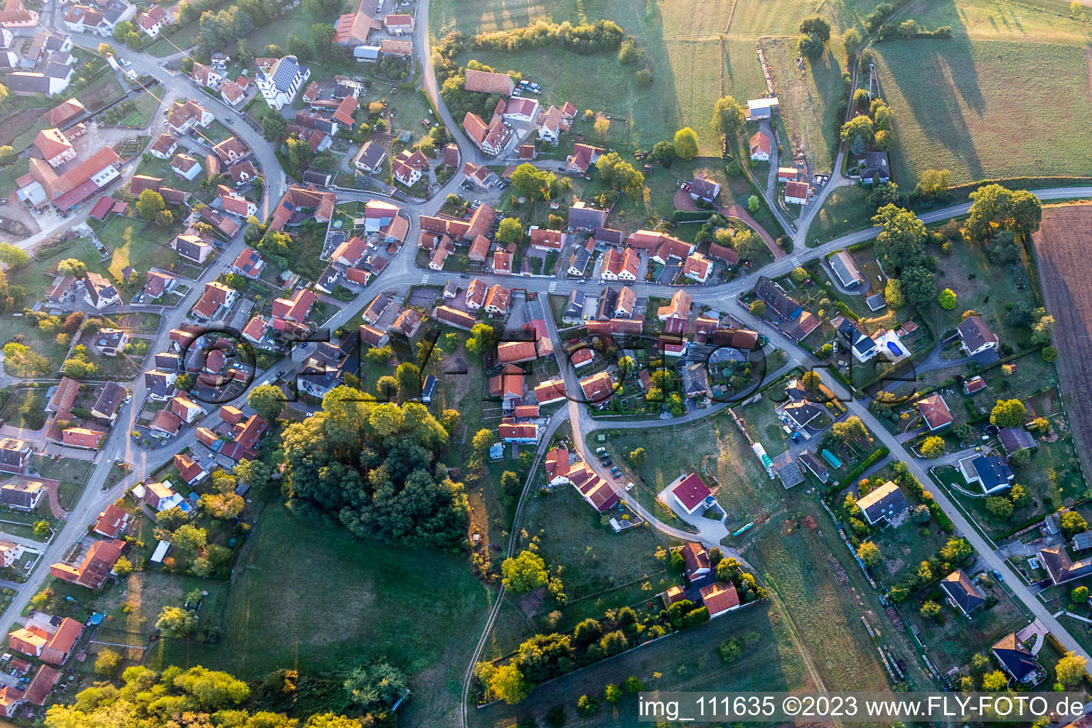 Aerial photograpy of Gumbrechtshoffen in the state Bas-Rhin, France