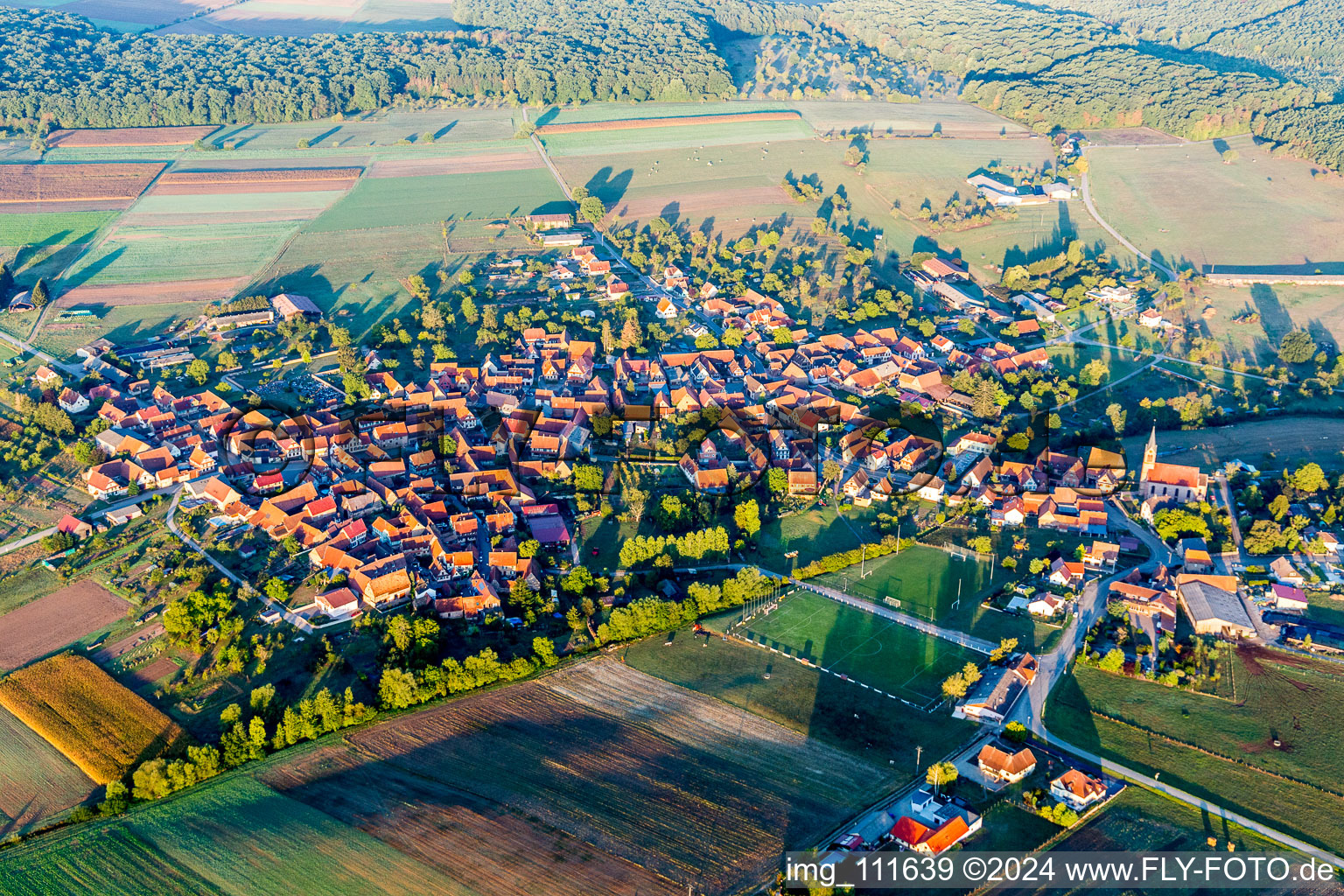 Aerial photograpy of Schillersdorf in the state Bas-Rhin, France