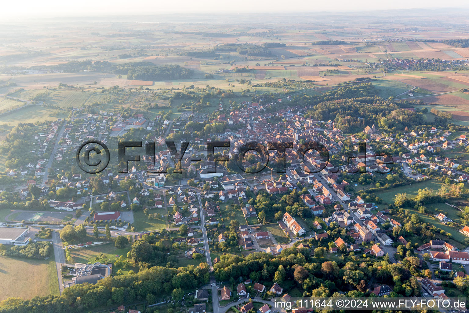 Aerial view of Bouxwiller in the state Bas-Rhin, France