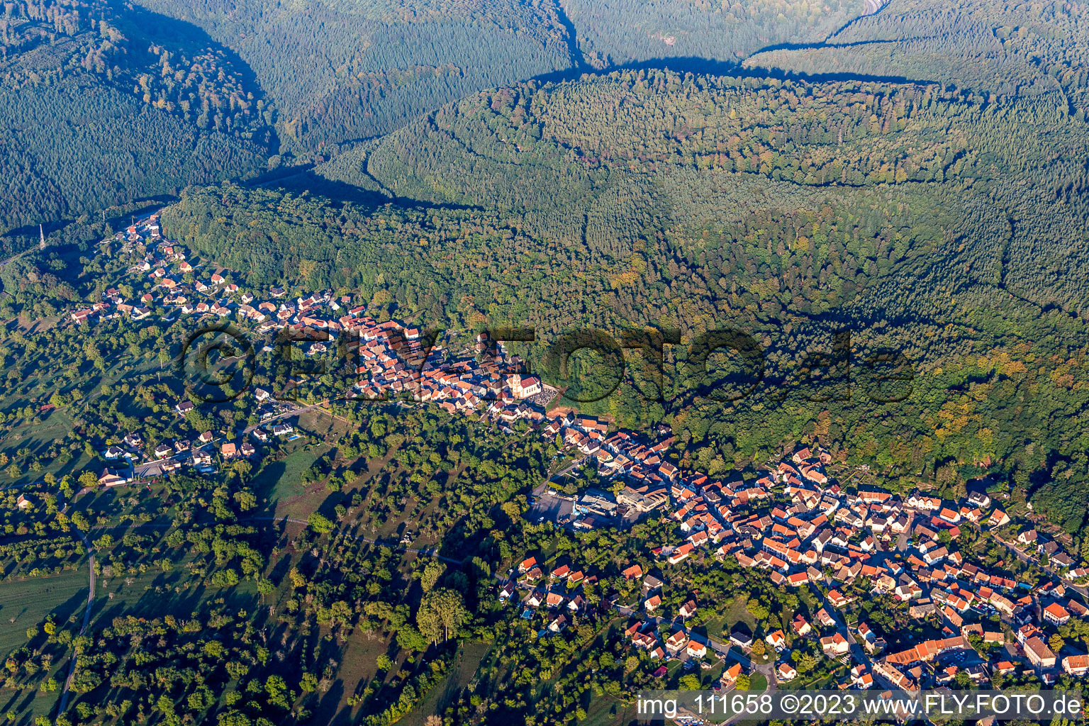 Aerial view of Saint-Jean-Saverne in the state Bas-Rhin, France