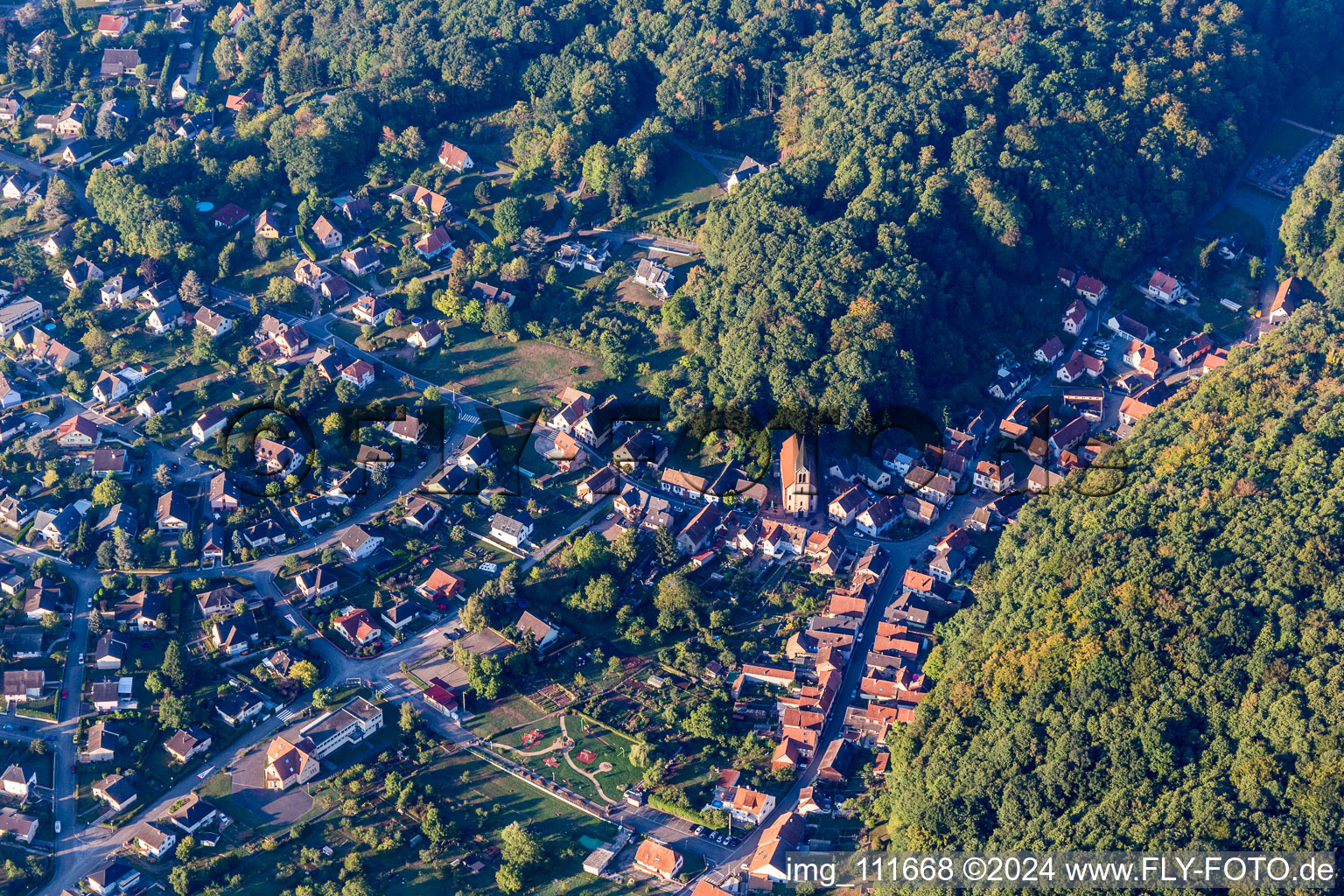 Aerial photograpy of Ottersthal in the state Bas-Rhin, France