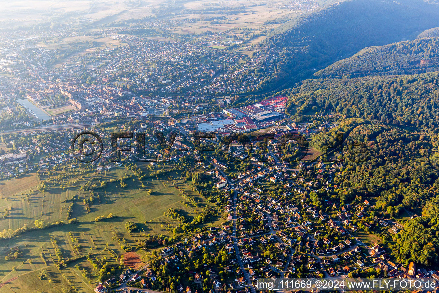 Aerial photograpy of Saverne in the state Bas-Rhin, France