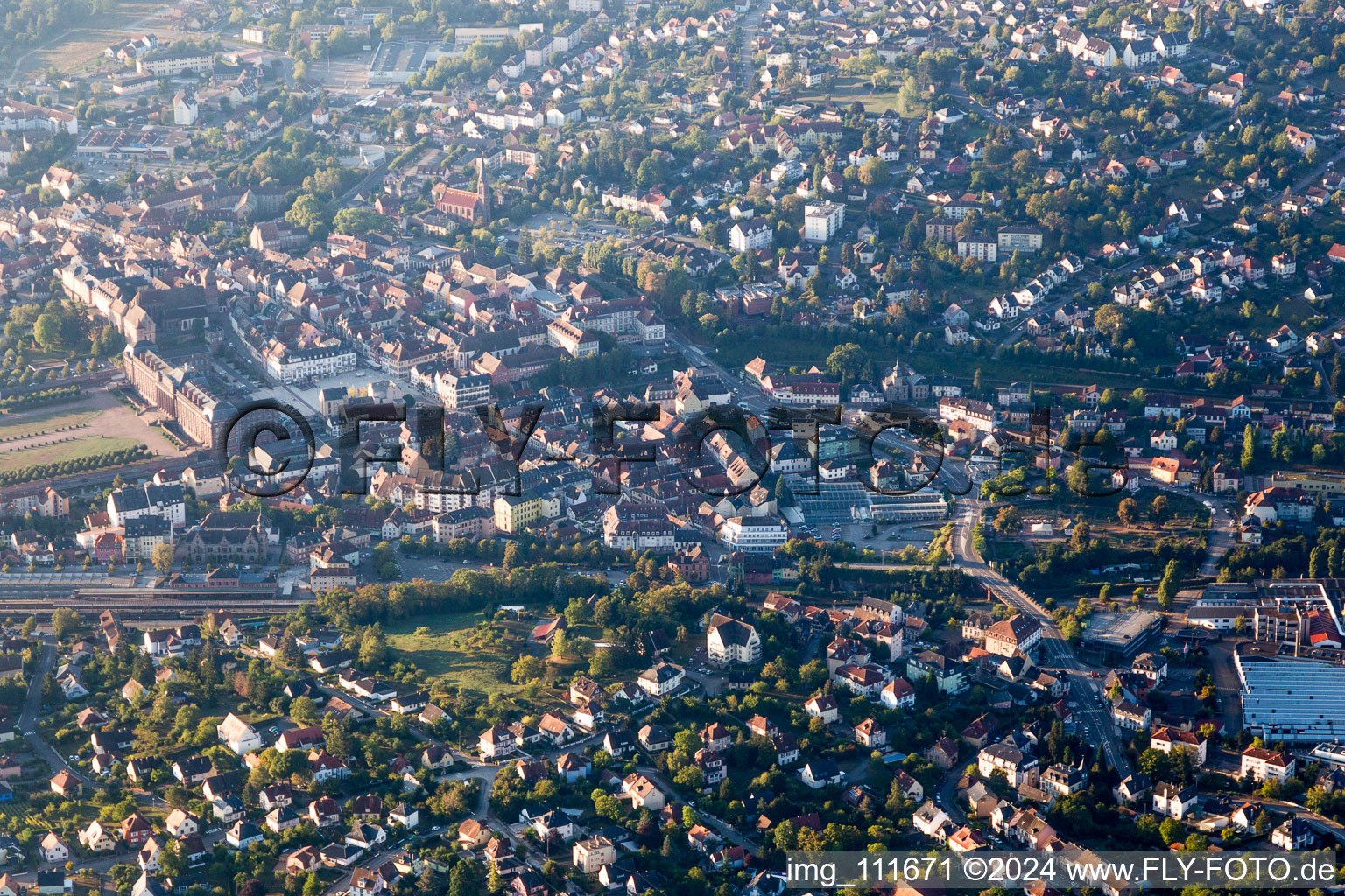 Saverne in the state Bas-Rhin, France from above