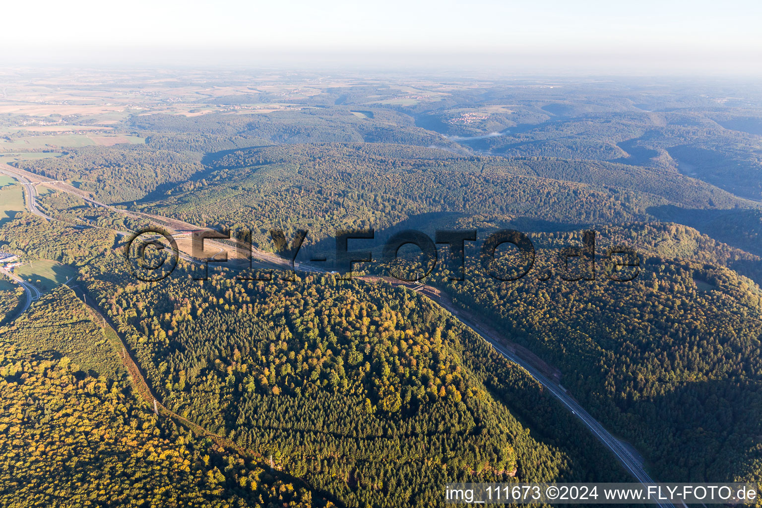 A4 through the Vosges in Ottersthal in the state Bas-Rhin, France