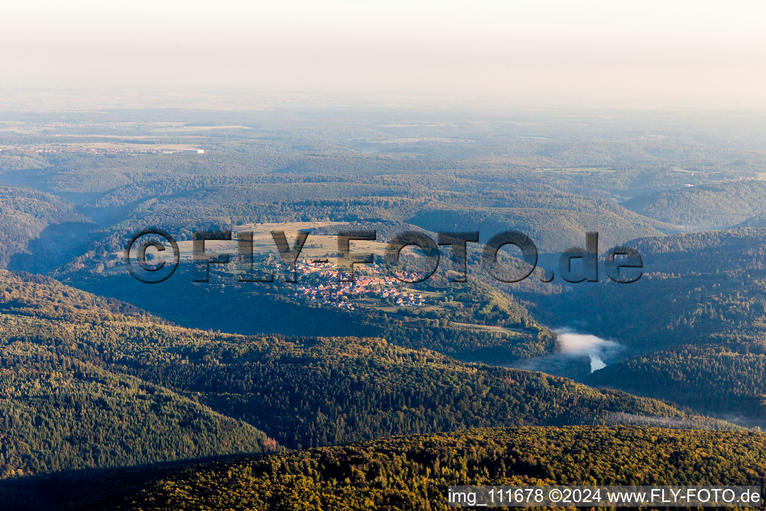 Aerial view of Eschbourg in the state Bas-Rhin, France