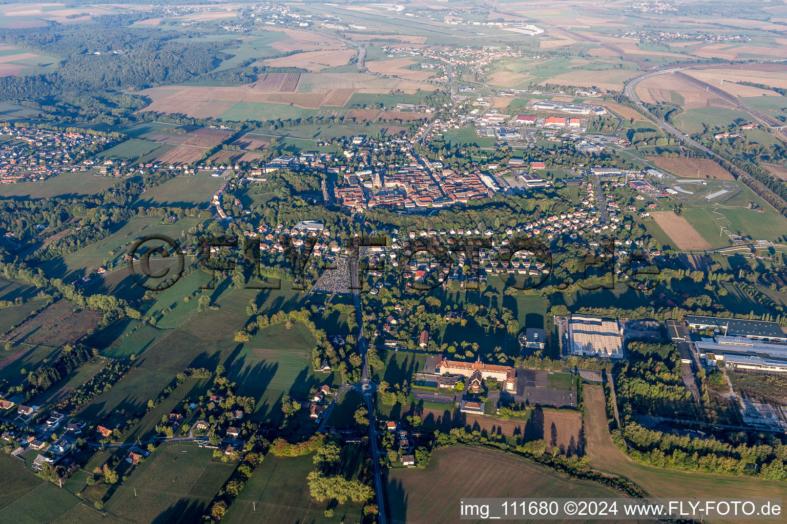 Aerial view of Phalsbourg in the state Moselle, France