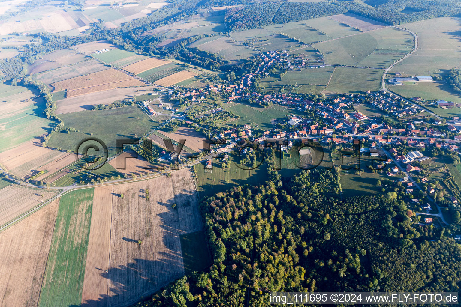 Aerial view of Lohr in the state Bas-Rhin, France