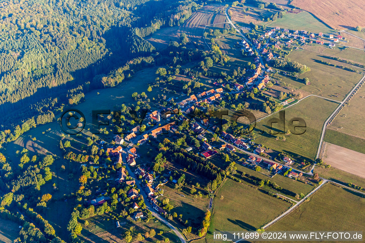 Oblique view of Petersbach in the state Bas-Rhin, France