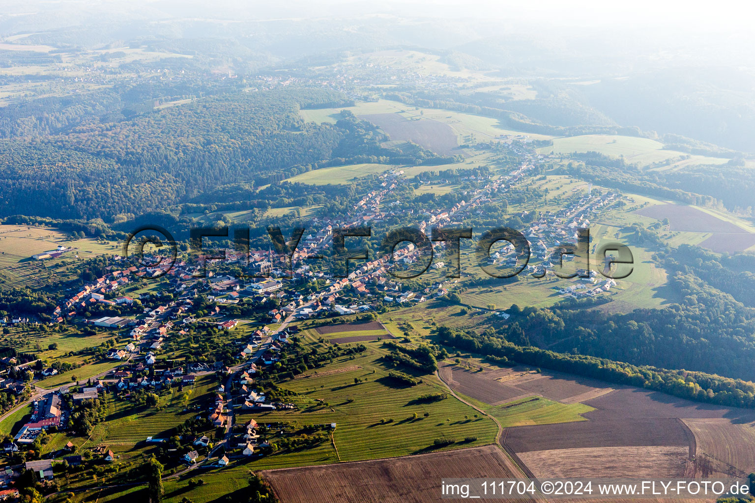 Aerial view of Montbronn in the state Moselle, France