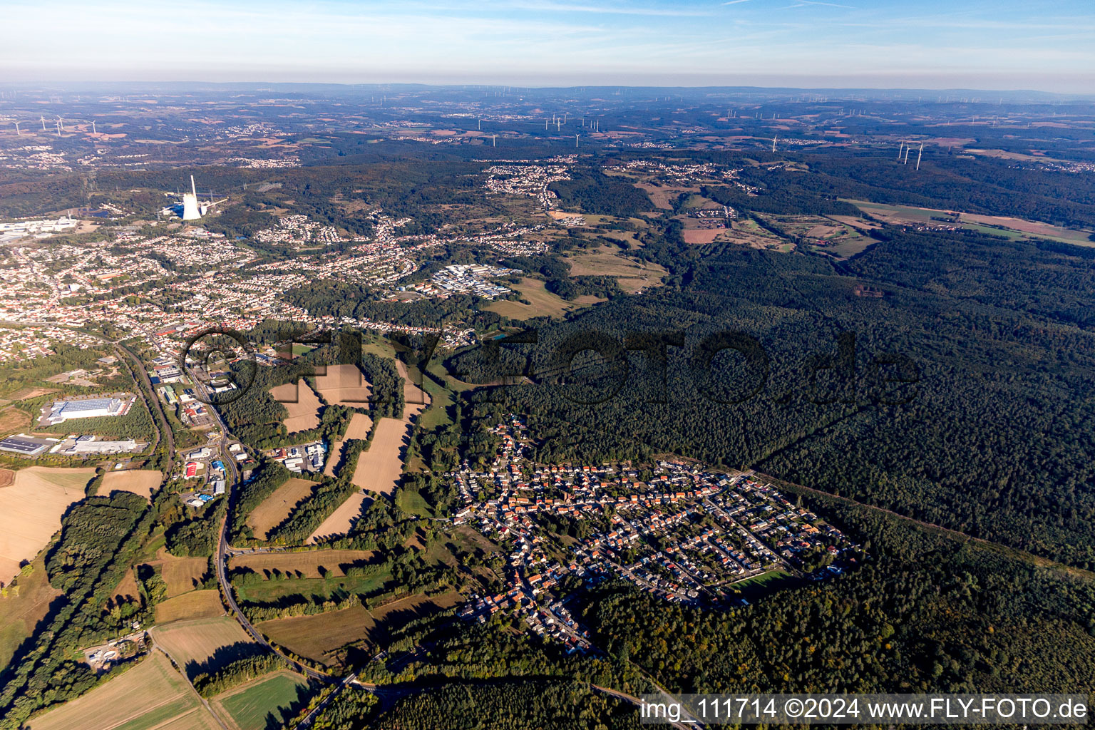 Town View of the streets and houses of the residential areas in Bexbach in the state Saarland, Germany