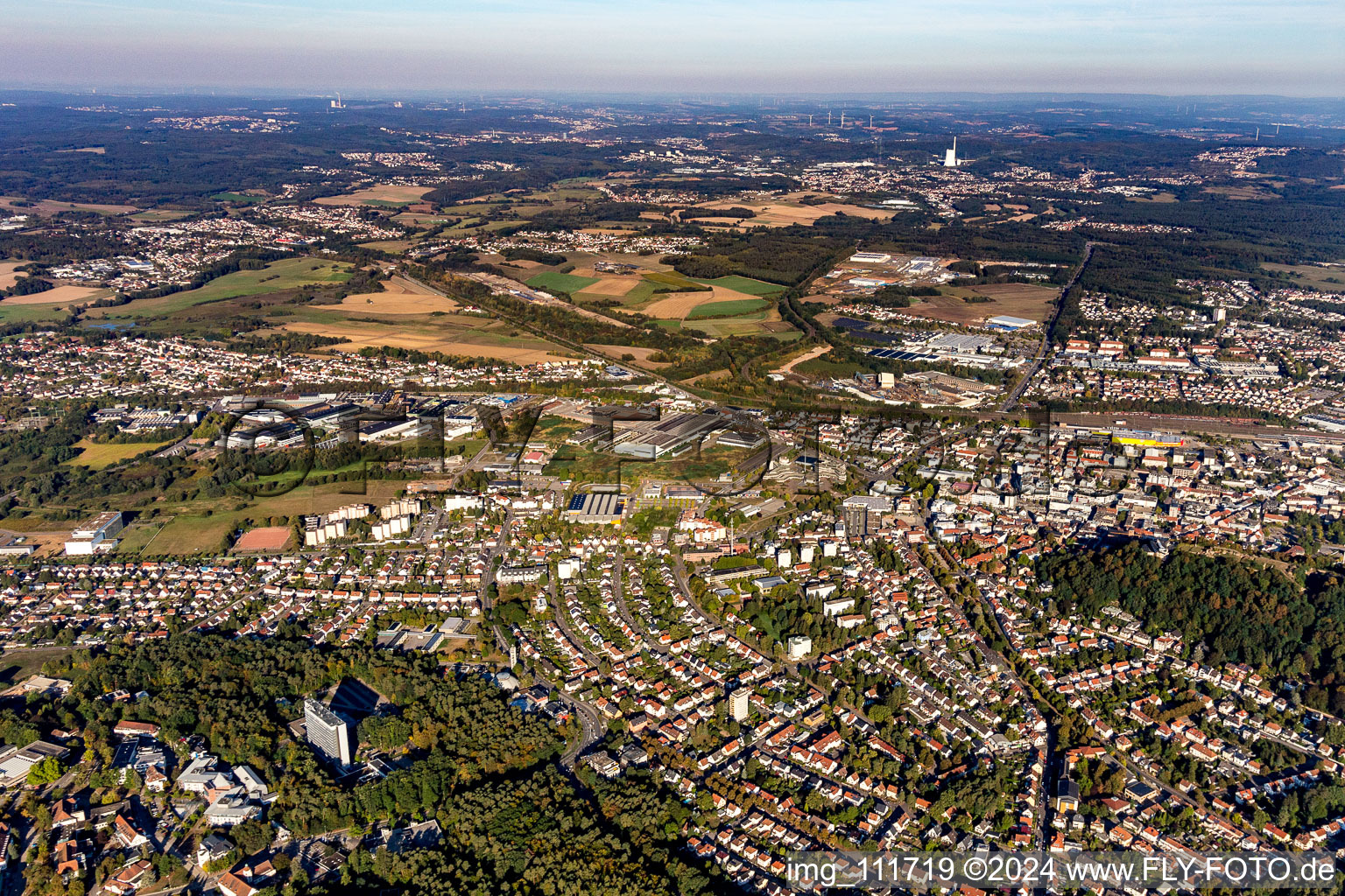 Town View of the streets and houses of the residential areas in Homburg in the state Saarland, Germany