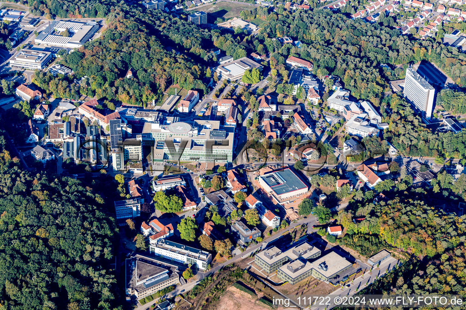 Hospital grounds of the Clinic Universitaetsklinikum of Saarlanof in Homburg in the state Saarland, Germany