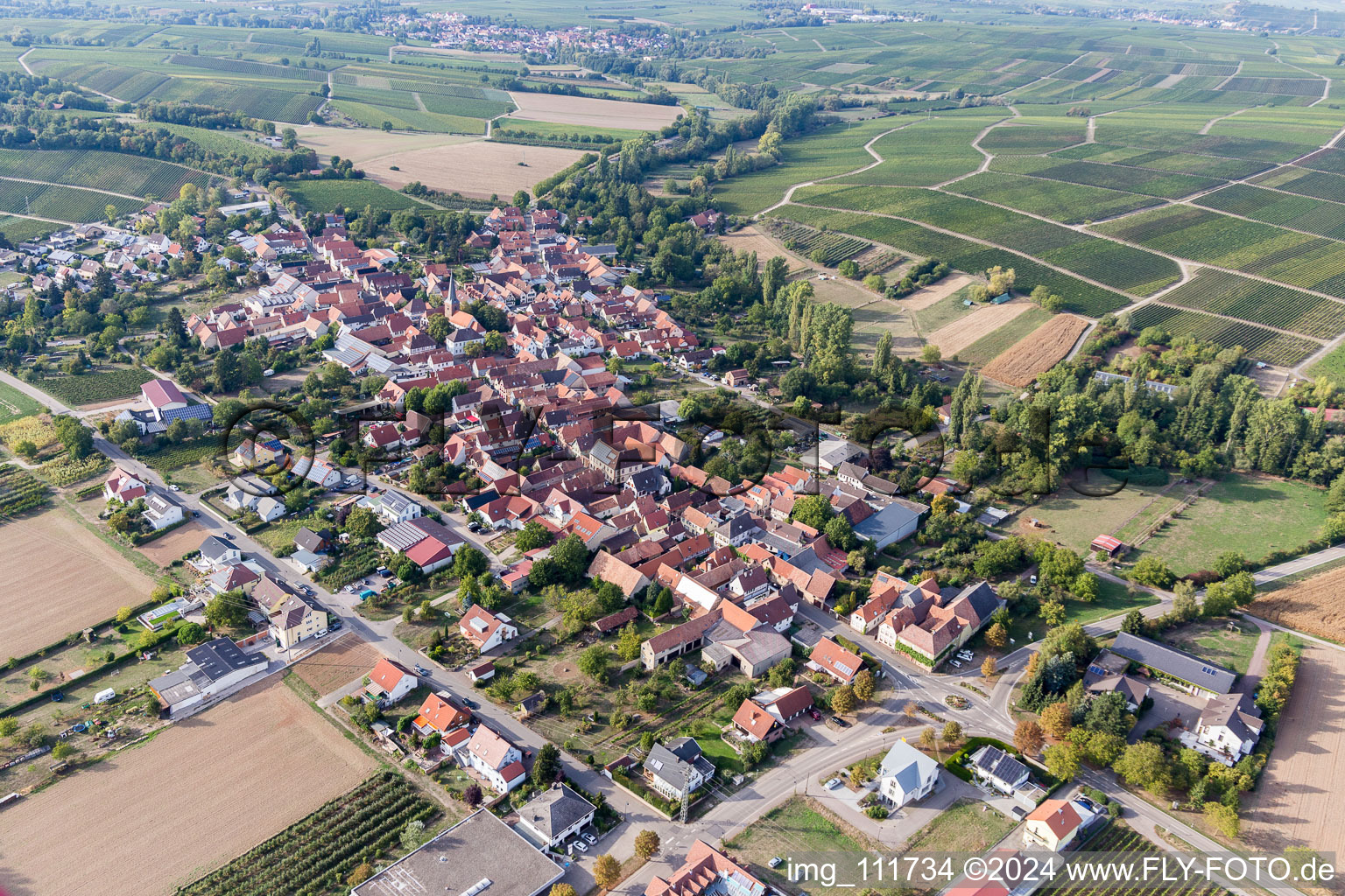 At the parish garden in the district Heuchelheim in Heuchelheim-Klingen in the state Rhineland-Palatinate, Germany out of the air