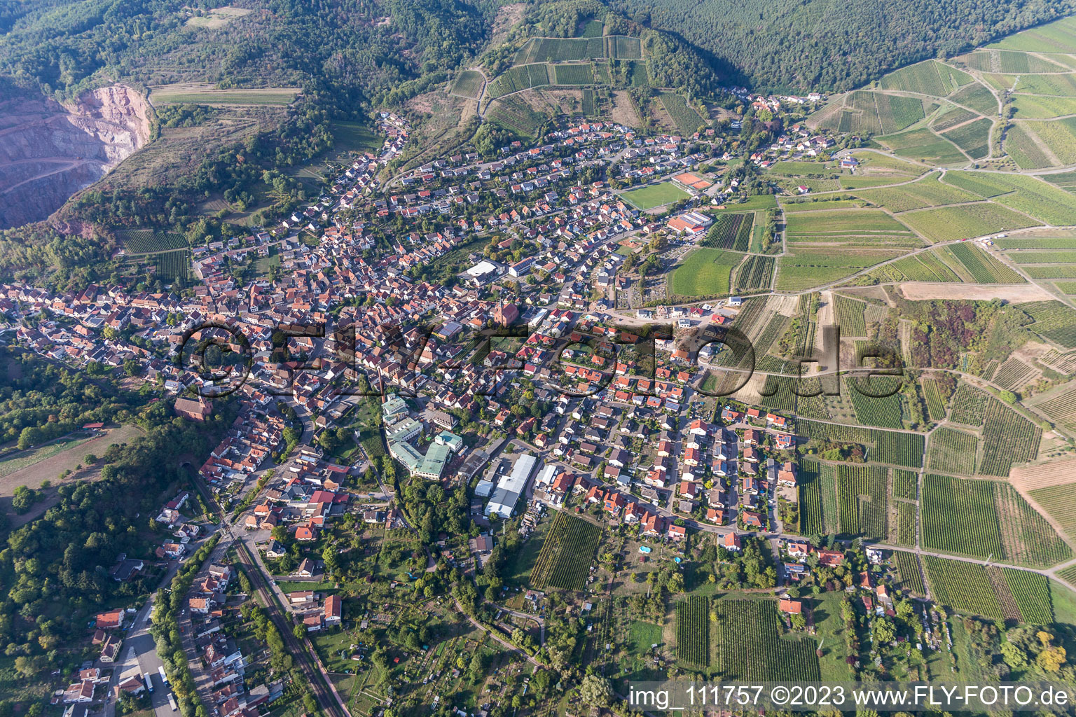 Albersweiler in the state Rhineland-Palatinate, Germany seen from above