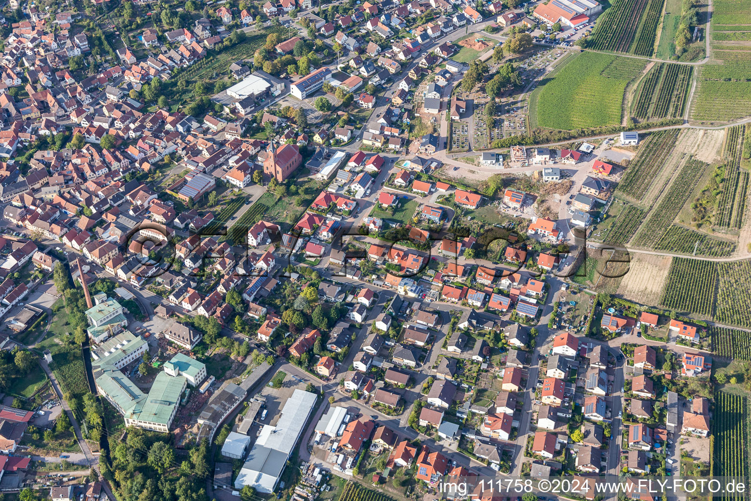 Albersweiler in the state Rhineland-Palatinate, Germany from the plane