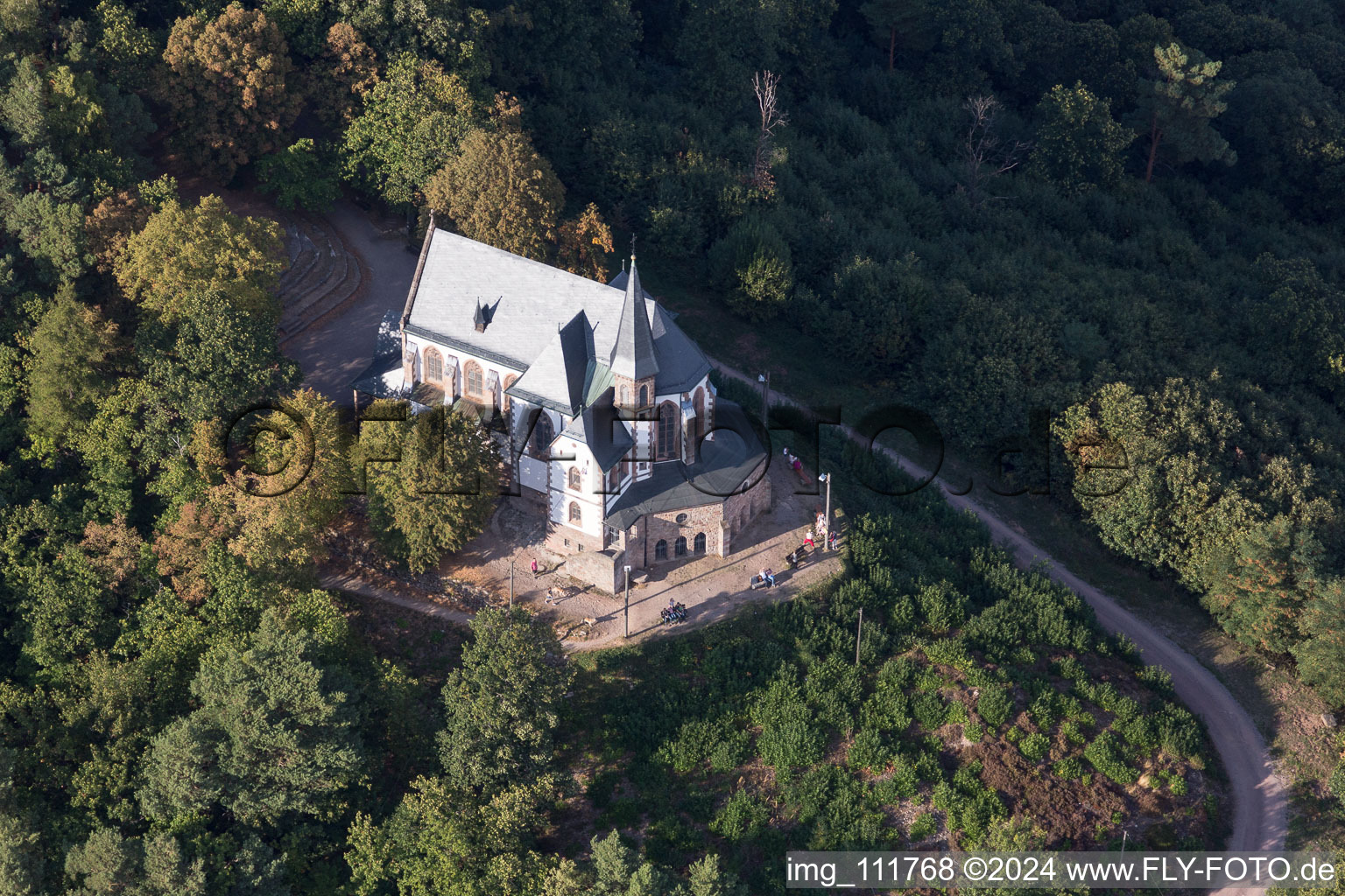 St. Anna Chapel in Burrweiler in the state Rhineland-Palatinate, Germany out of the air