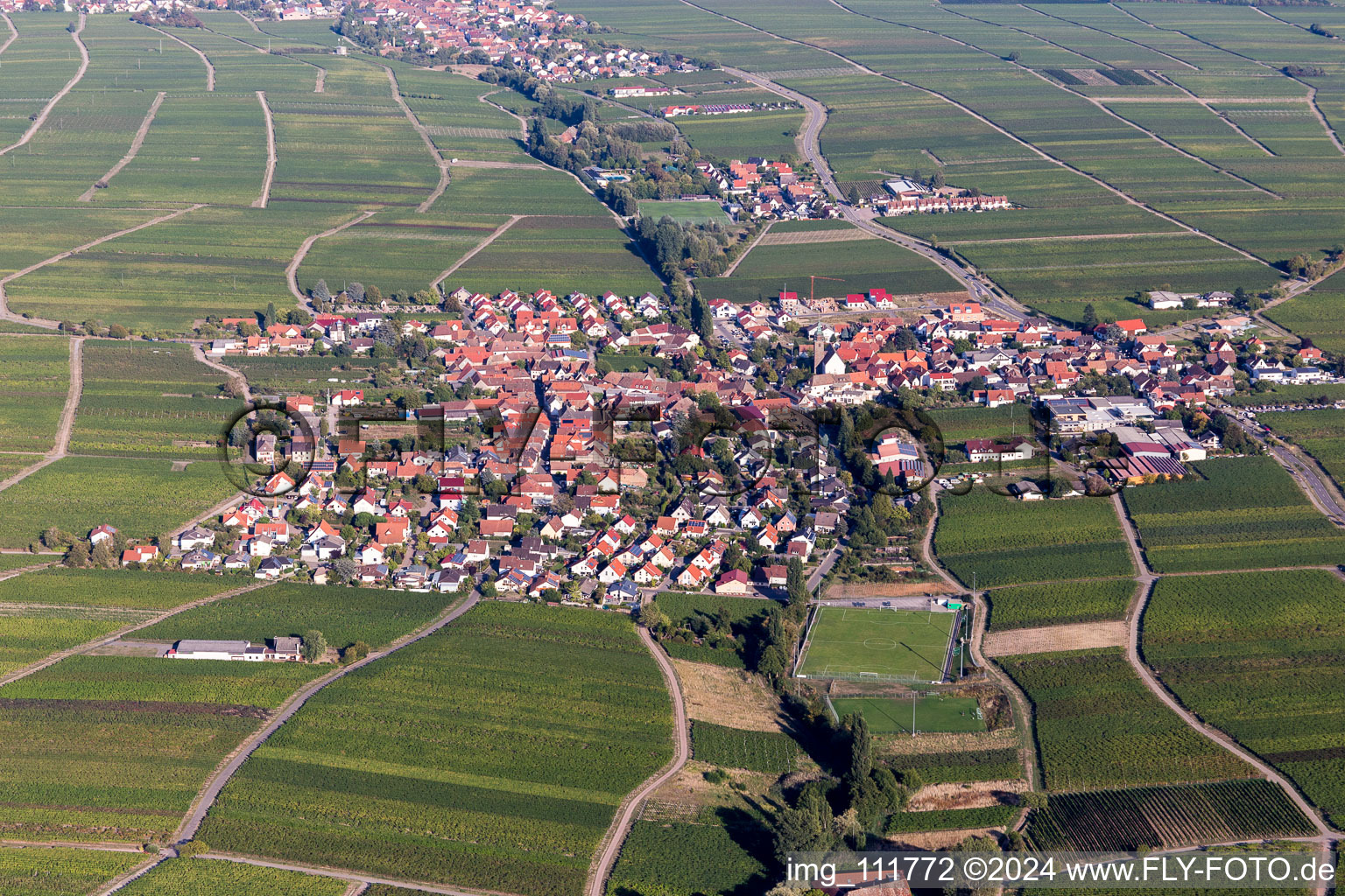 Hainfeld in the state Rhineland-Palatinate, Germany from the plane