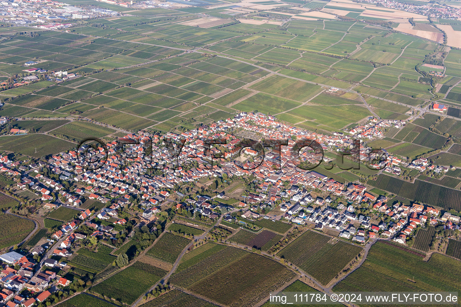 District Diedesfeld in Neustadt an der Weinstraße in the state Rhineland-Palatinate, Germany seen from above