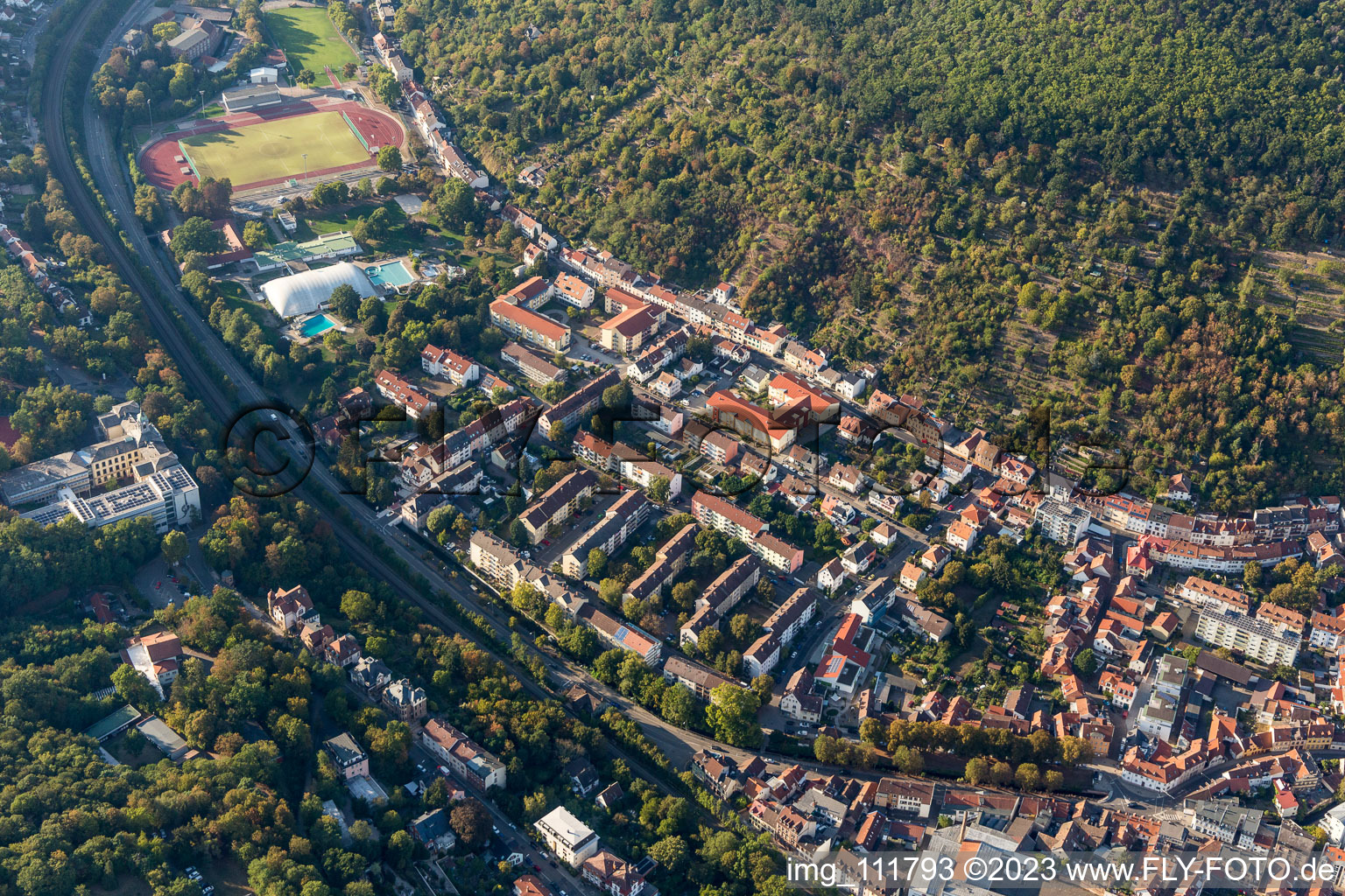 Aerial photograpy of Schöntal in Neustadt an der Weinstraße in the state Rhineland-Palatinate, Germany