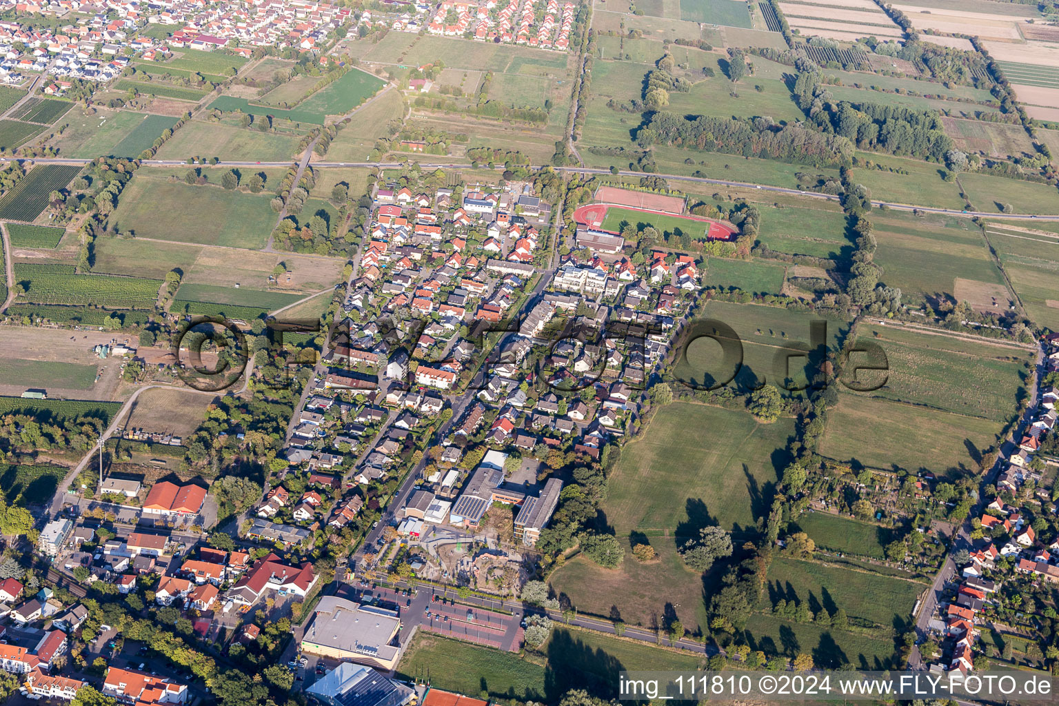 Deidesheim in the state Rhineland-Palatinate, Germany seen from above