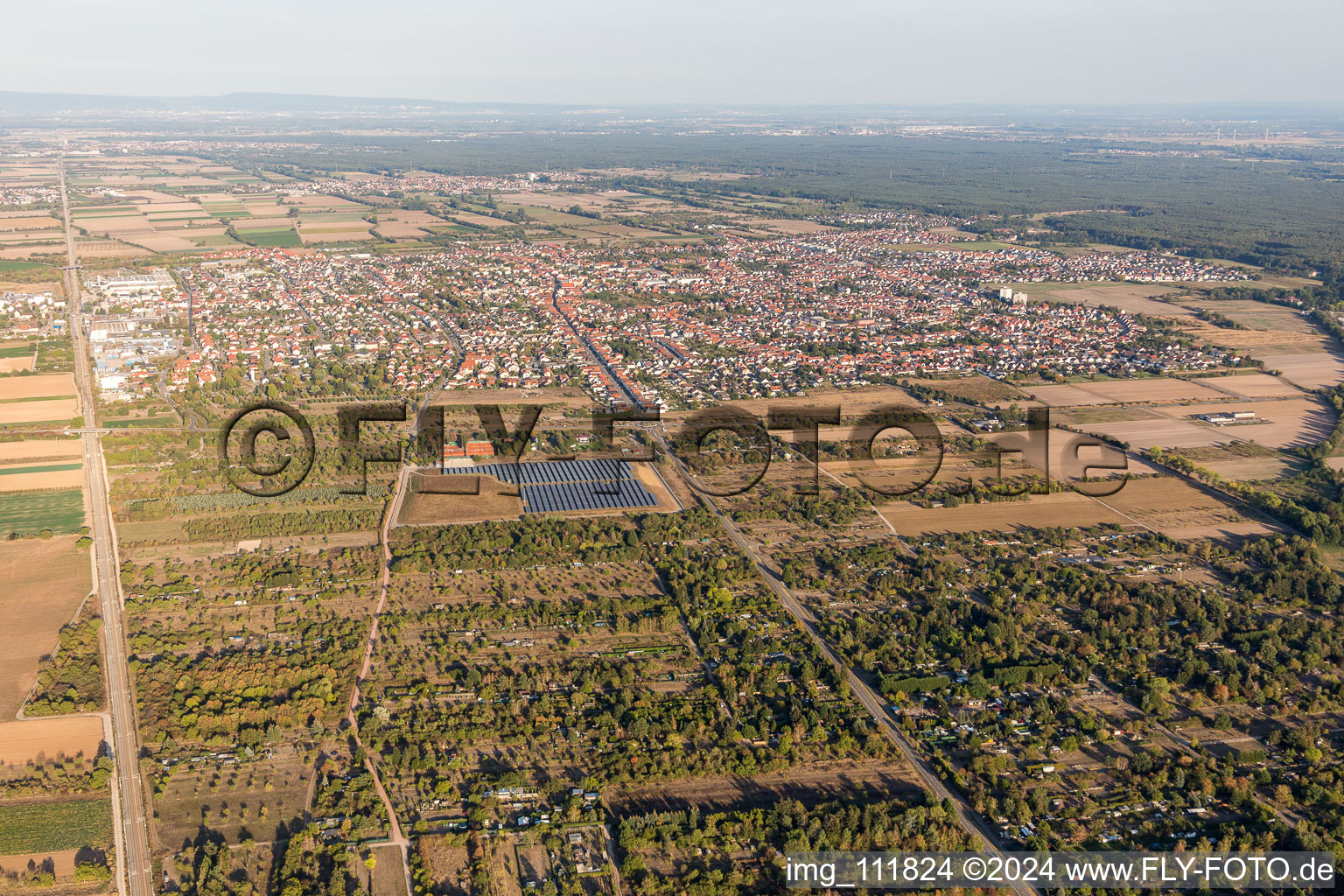 Haßloch in the state Rhineland-Palatinate, Germany viewn from the air