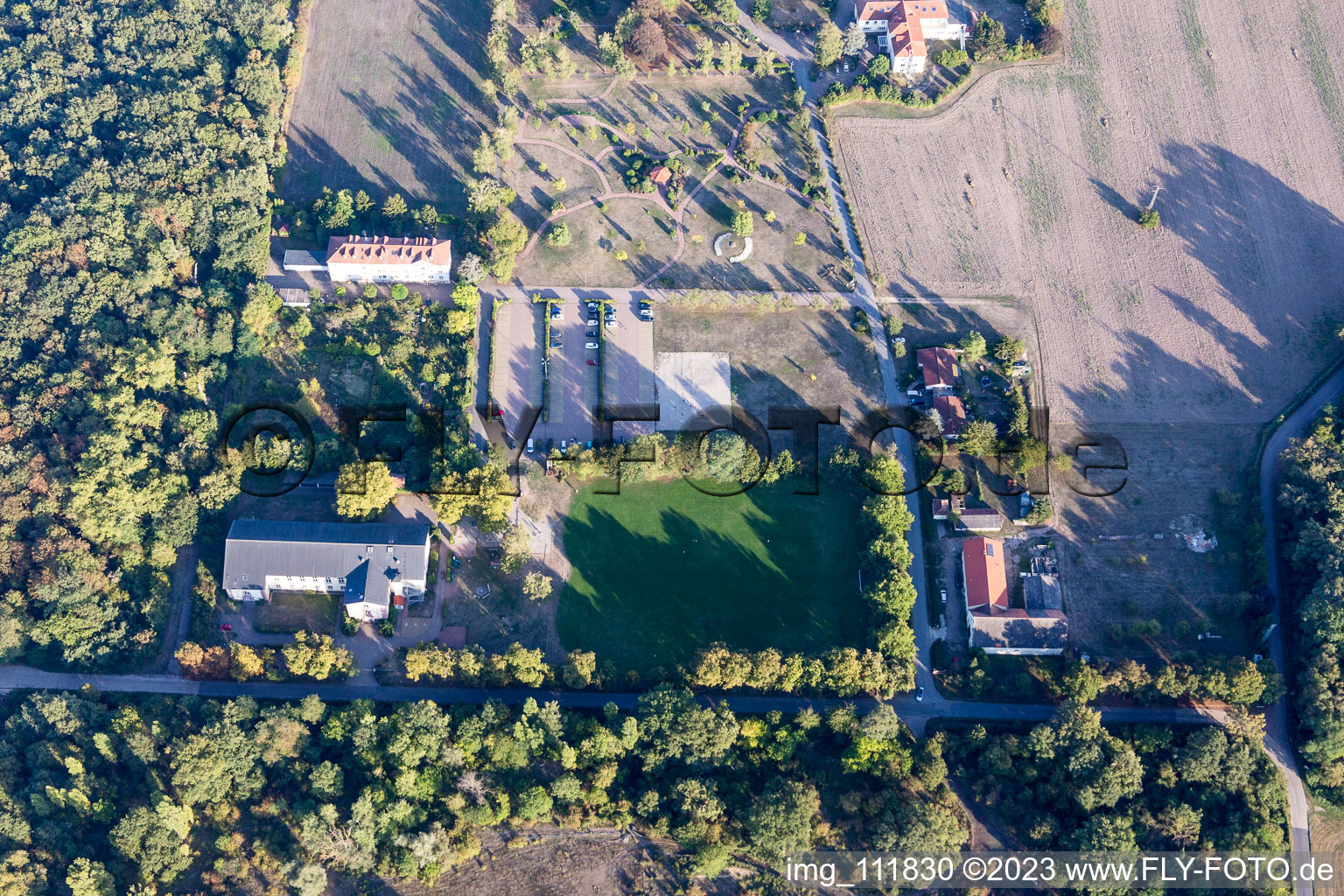 Oblique view of Campus Lachen Deaconesses in the district Speyerdorf in Neustadt an der Weinstraße in the state Rhineland-Palatinate, Germany