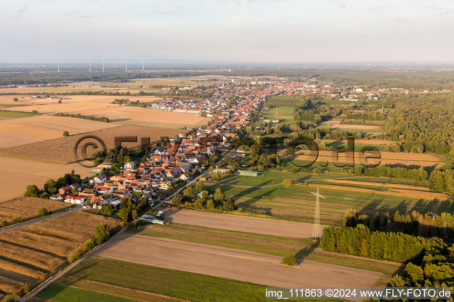 Saarstr in Kandel in the state Rhineland-Palatinate, Germany from the plane