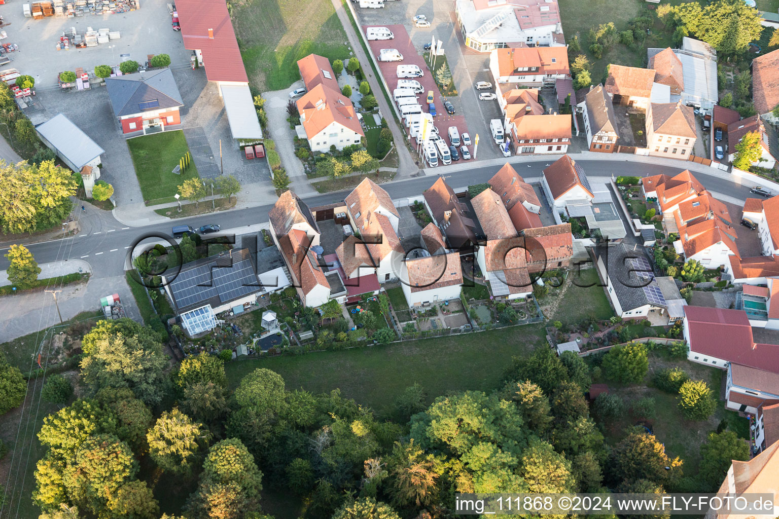 Aerial photograpy of Minfeld in the state Rhineland-Palatinate, Germany