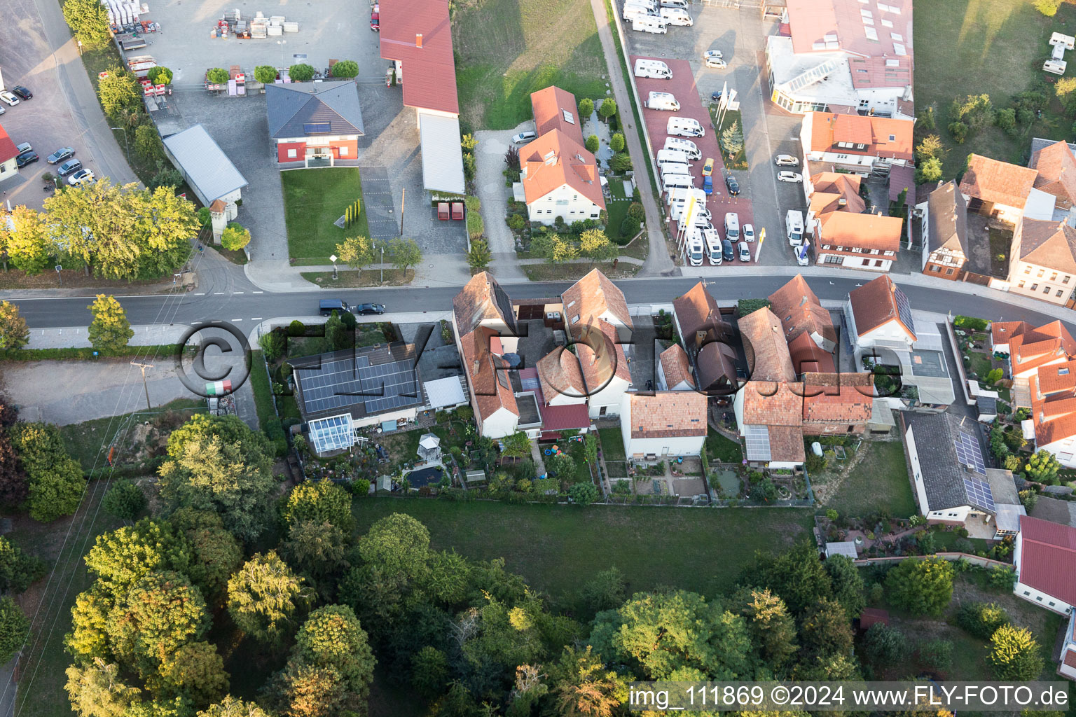 Oblique view of Minfeld in the state Rhineland-Palatinate, Germany