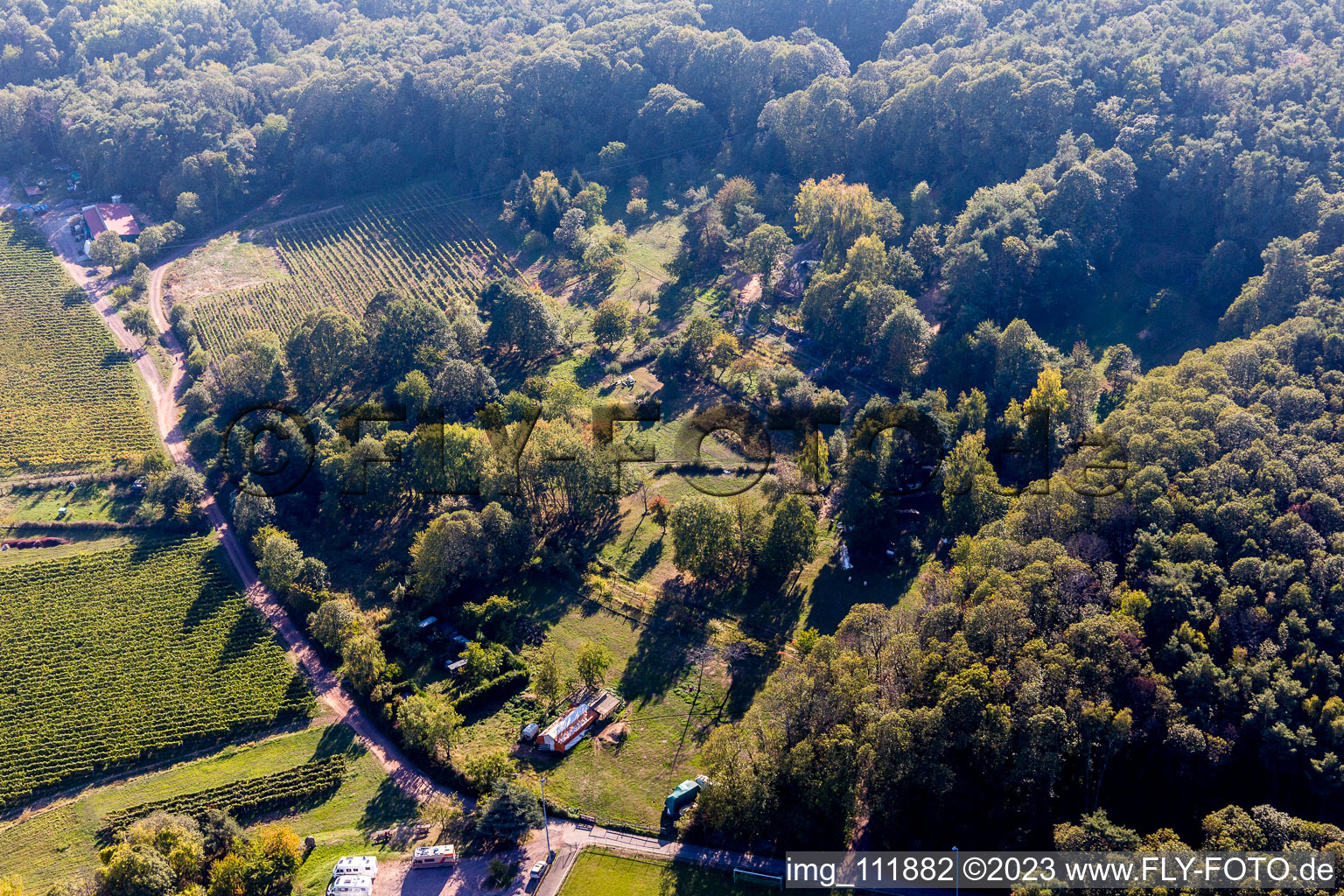 Aerial view of Dörrenbach in the state Rhineland-Palatinate, Germany