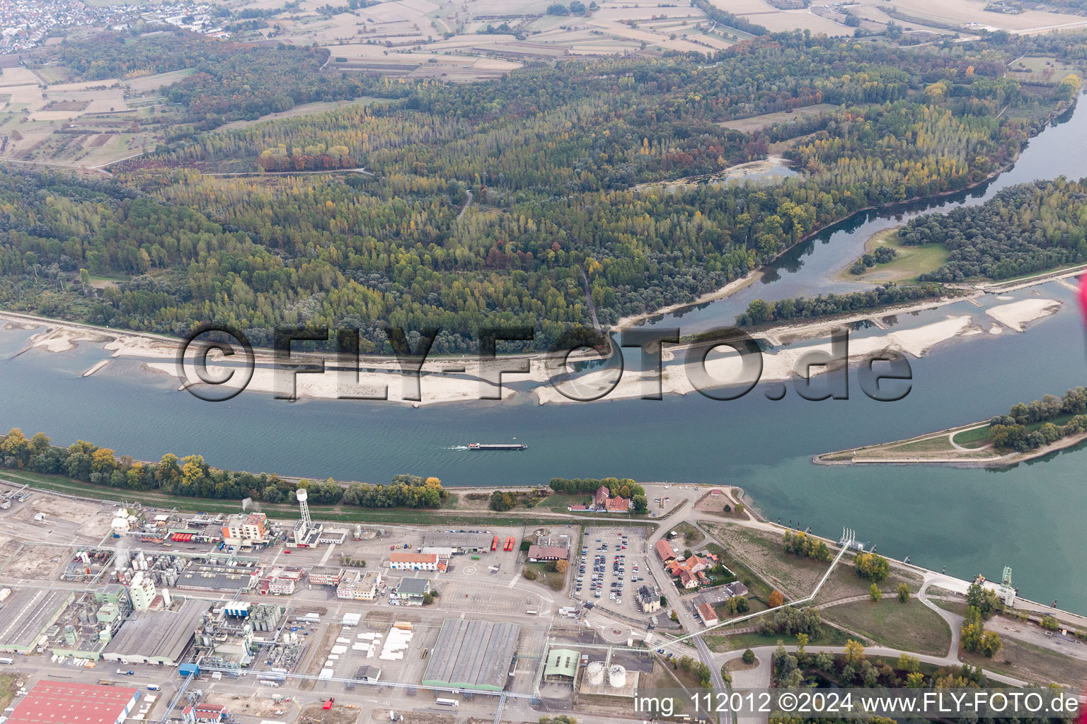 Lauterbourg in the state Bas-Rhin, France viewn from the air