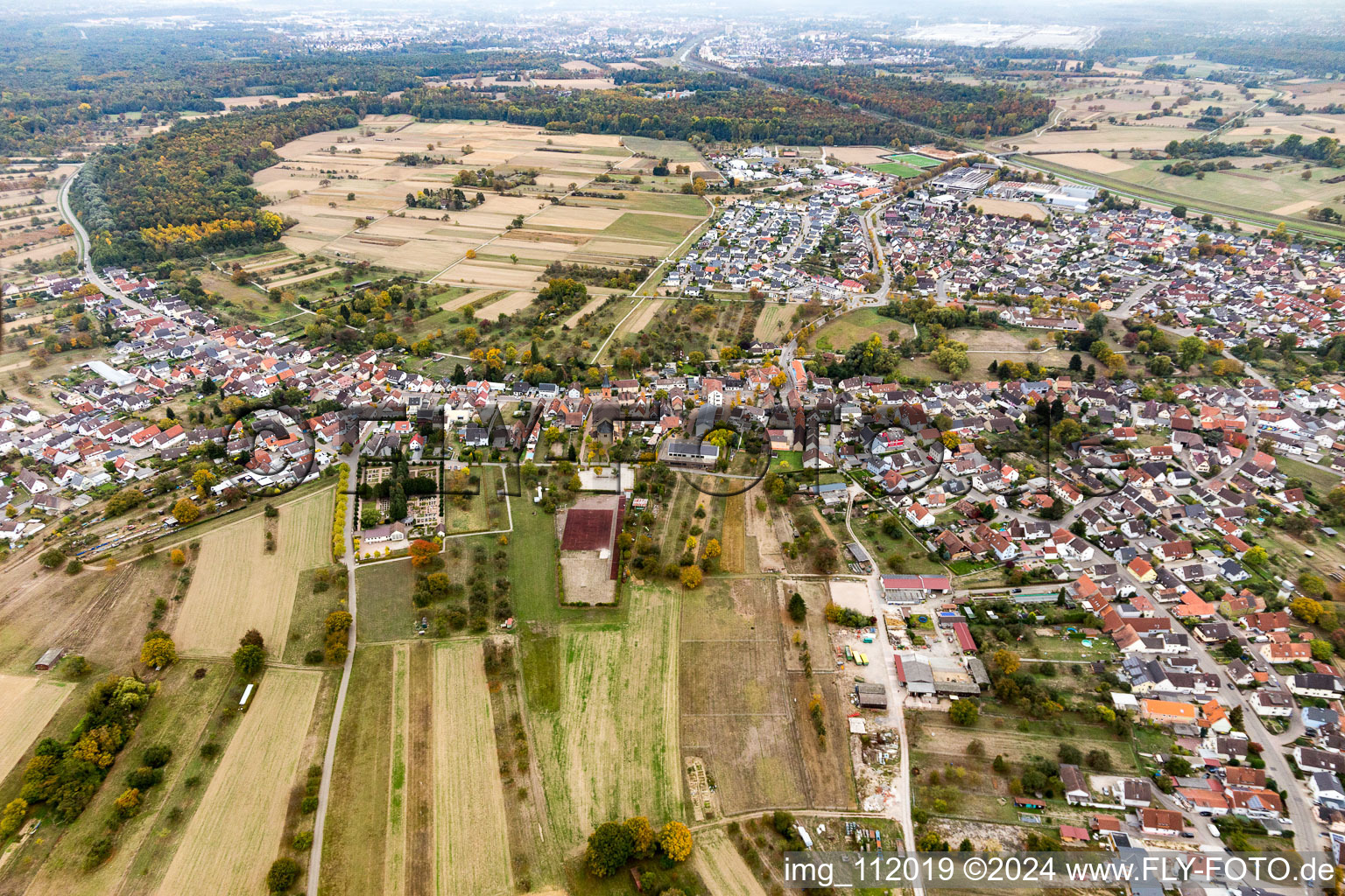 Aerial view of Steinmauern in the state Baden-Wuerttemberg, Germany