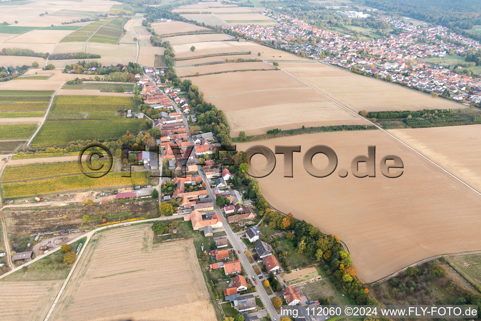 Drone recording of Vollmersweiler in the state Rhineland-Palatinate, Germany