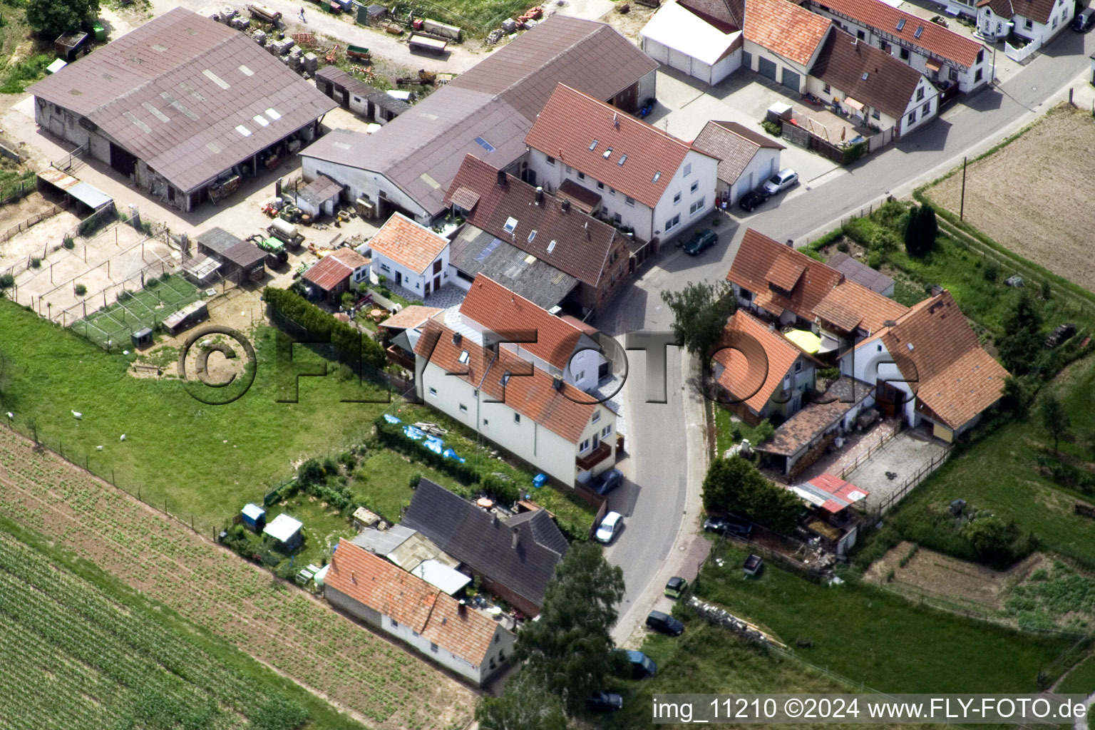 Aerial view of District Mühlhofen in Billigheim-Ingenheim in the state Rhineland-Palatinate, Germany