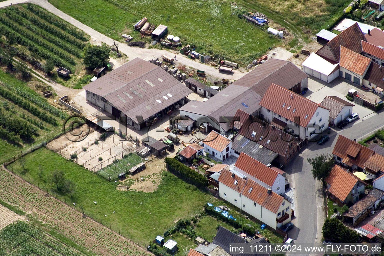 Aerial photograpy of District Mühlhofen in Billigheim-Ingenheim in the state Rhineland-Palatinate, Germany