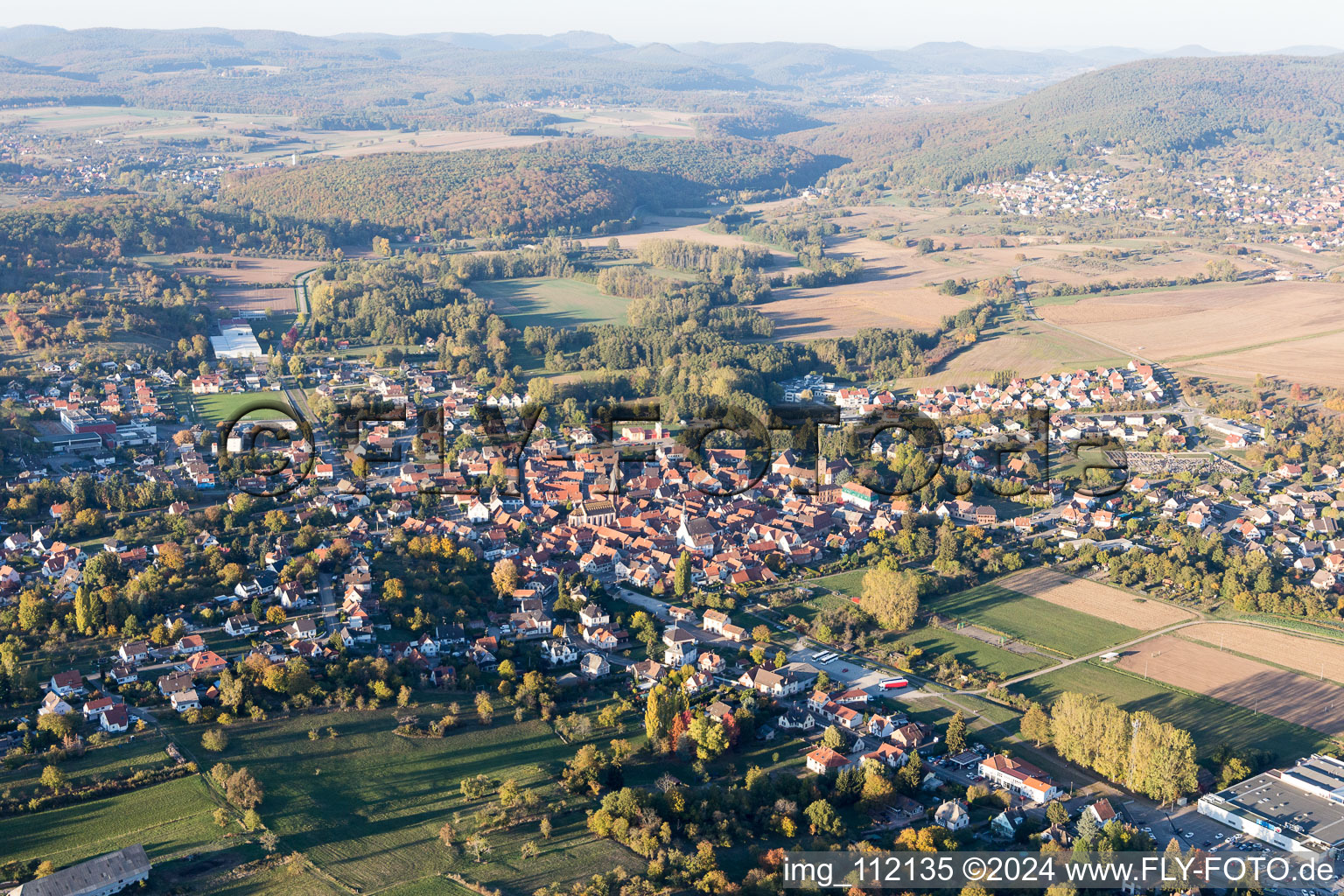 Wœrth in the state Bas-Rhin, France from the drone perspective