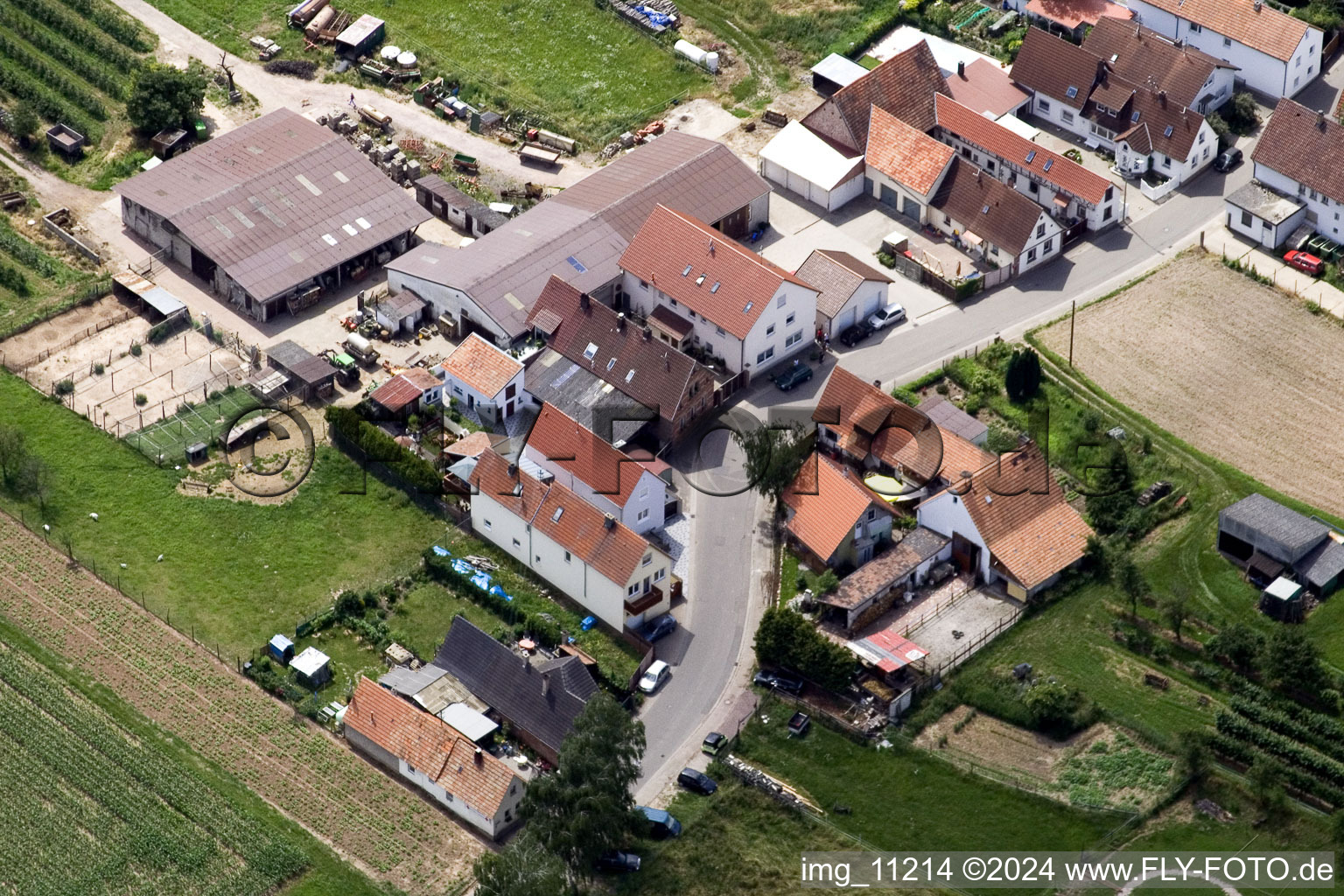 District Mühlhofen in Billigheim-Ingenheim in the state Rhineland-Palatinate, Germany out of the air