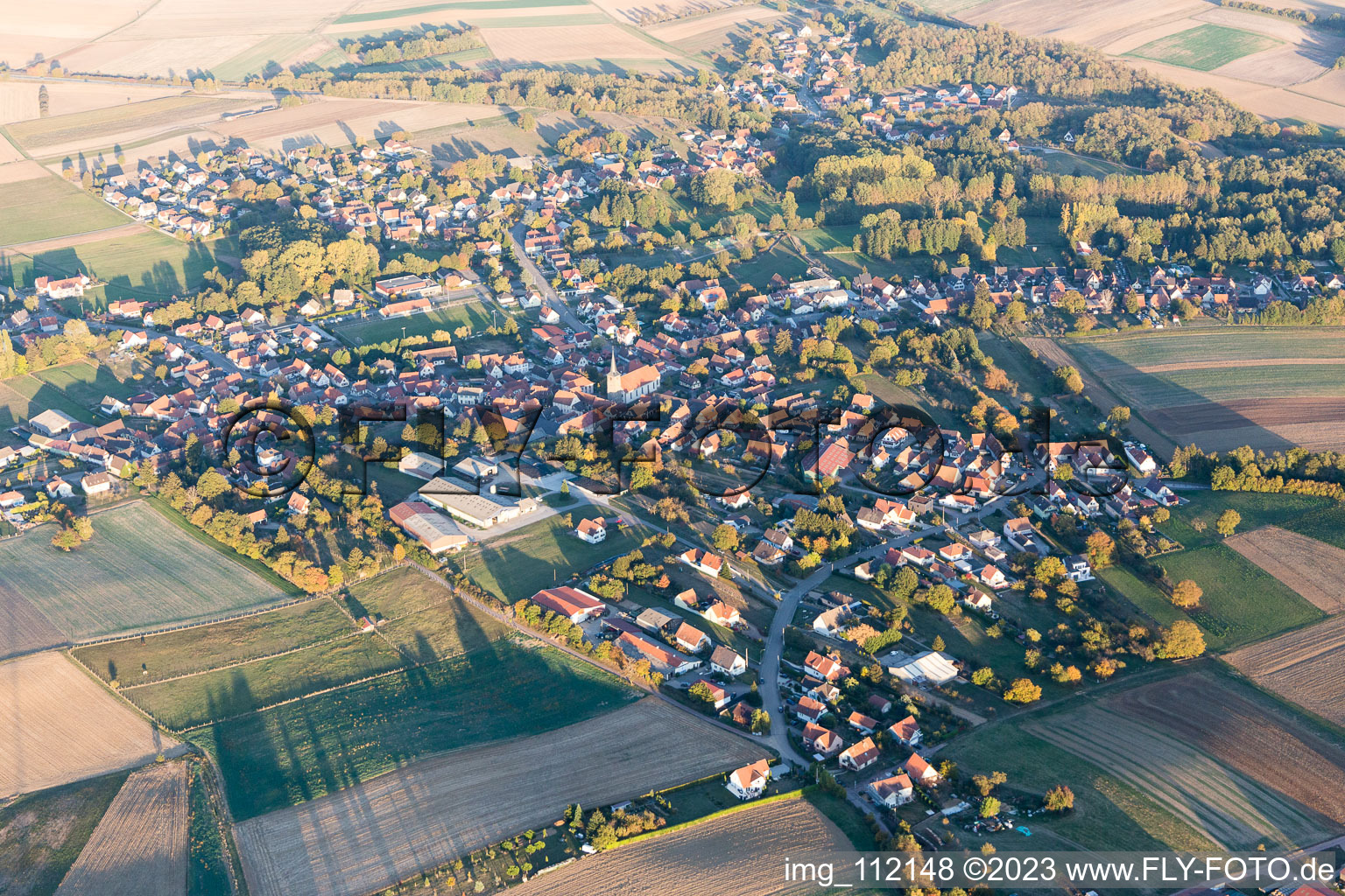 Aerial photograpy of Riedseltz in the state Bas-Rhin, France