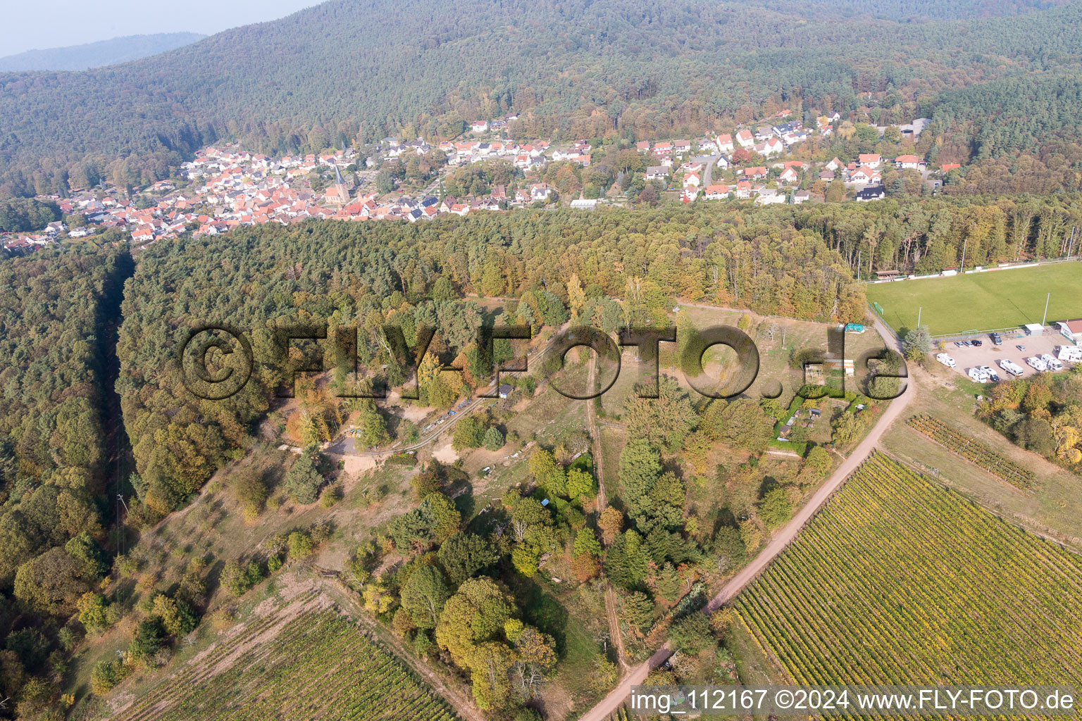 Bird's eye view of Dörrenbach in the state Rhineland-Palatinate, Germany